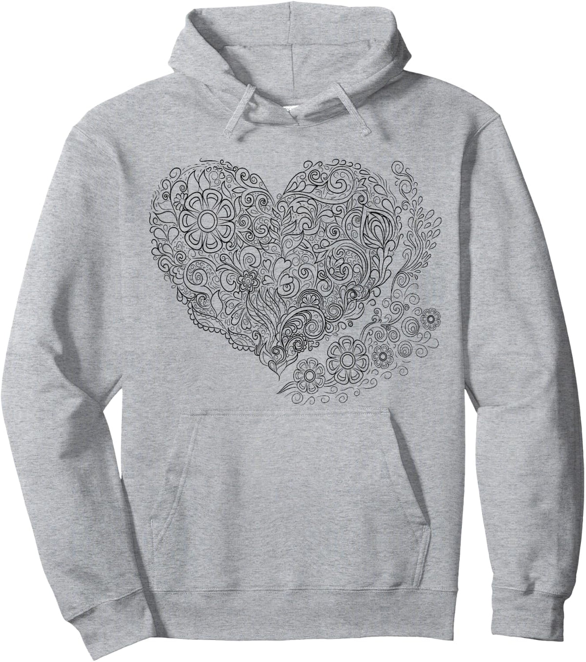 Heart Shaped Adult Coloring Book Style Fashion T Shirt Hoodie - Hoodie | Ash