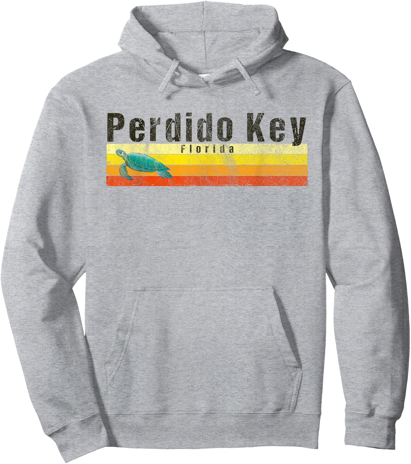 Perdido Key, FL Vintage Style Sea Turtle Hoodie - Hoodie | Ash