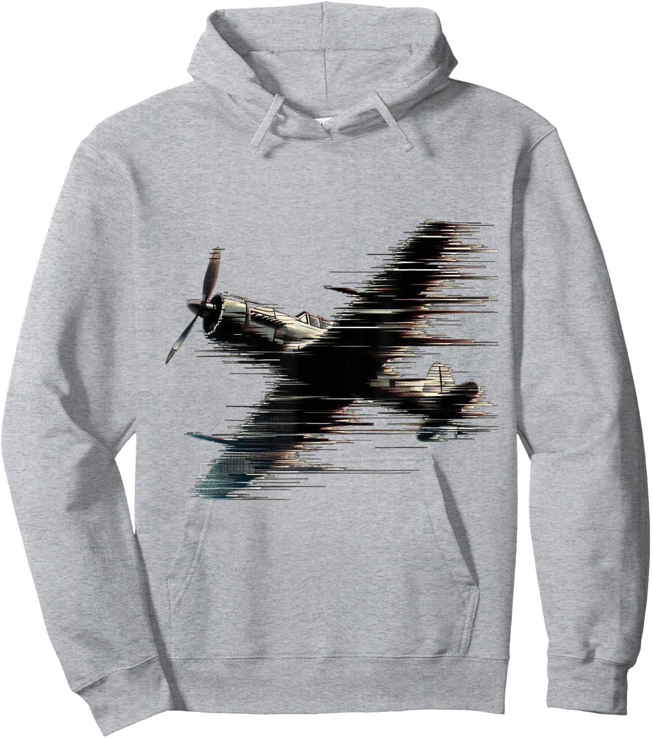 WW2 Airplane Noisy Jitter Vintage Aviation Hoodie - Hoodie | Ash
