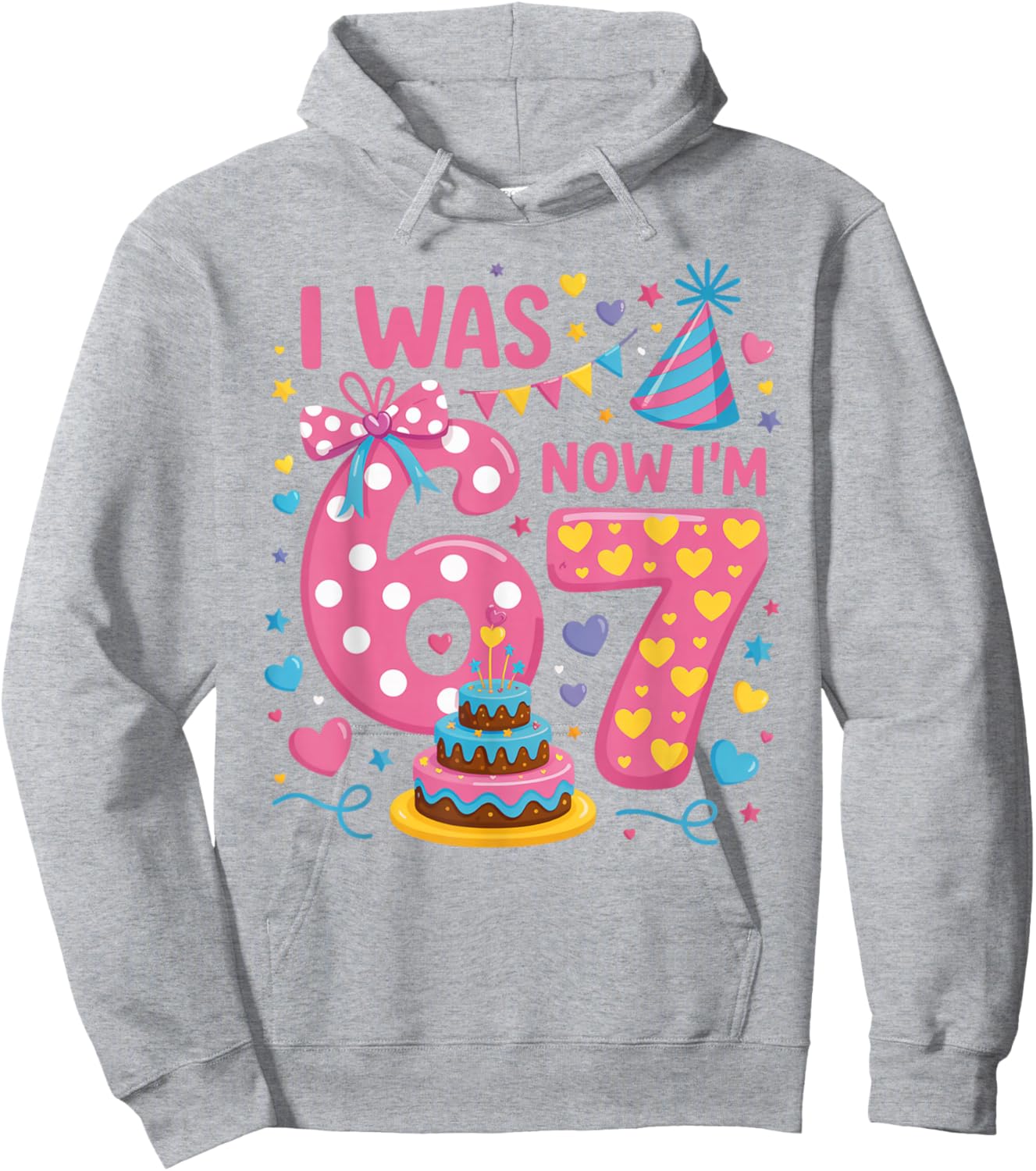I was 6 Now I'm 7 7th Birthday Girl Funny Six Seven 6 7 Kids Hoodie - Hoodie | Ash
