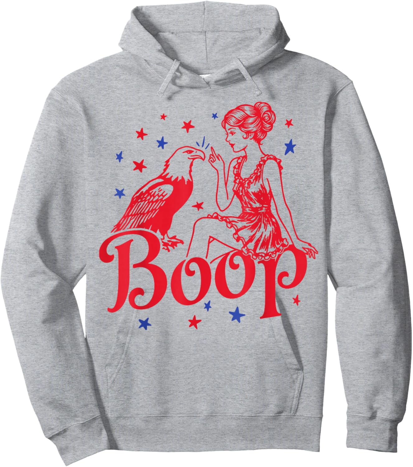 Funny Eagle Boop Retro Patriotic America Girl 4th of July Hoodie - Hoodie | Ash