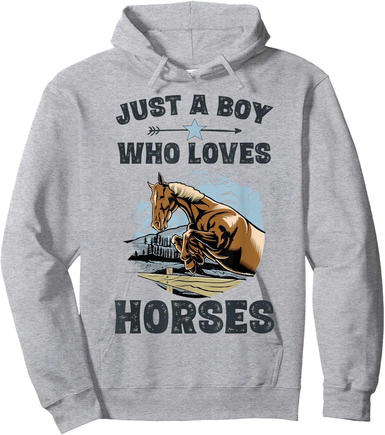 Just A Boy Who Loves Horses Shirt Horse Equestrian Boys Hoodie - Hoodie | Ash