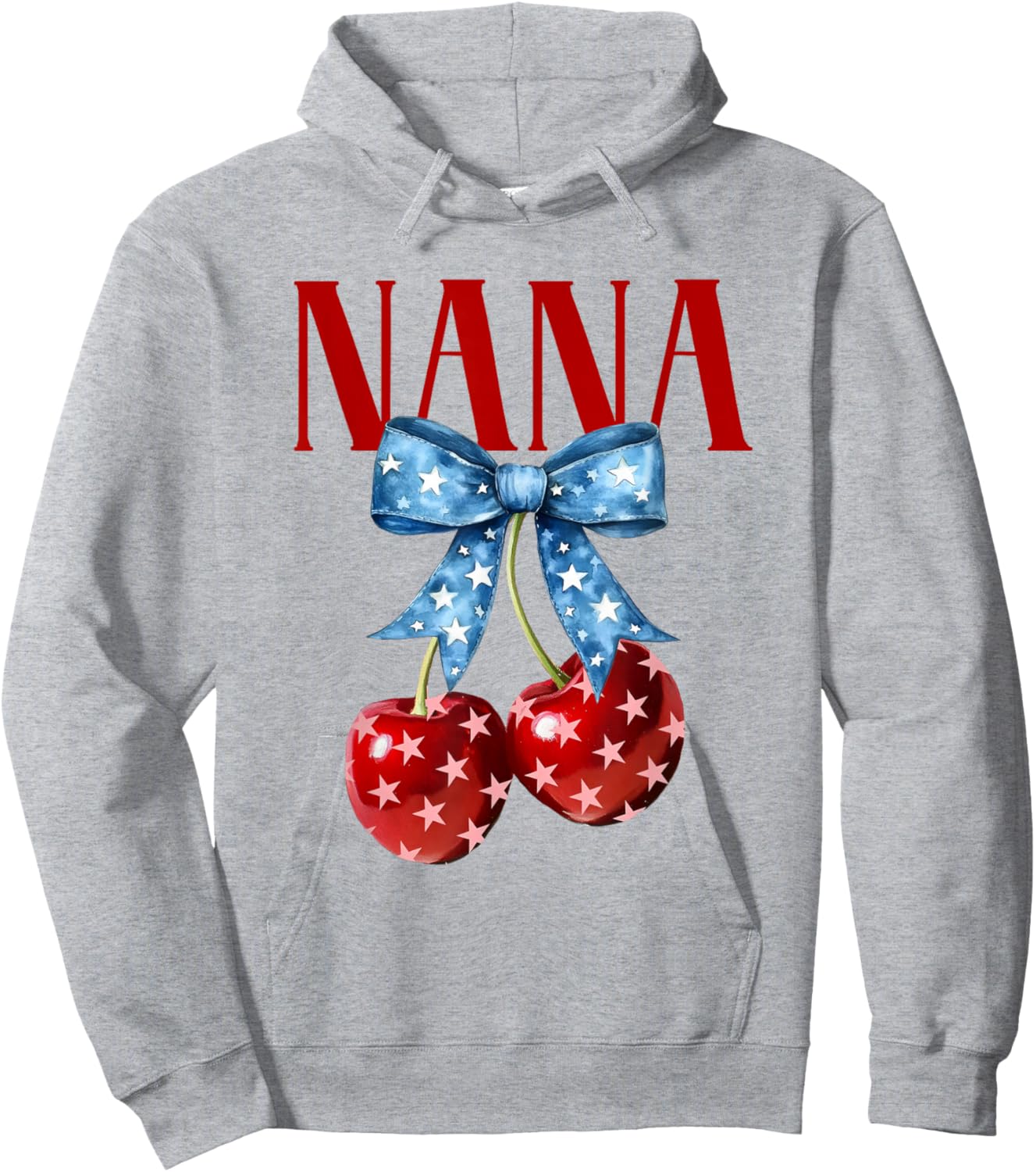 Cute Nana Cherries Coquette Bow Retro Cherry 4th Of July Hoodie - Hoodie | Ash