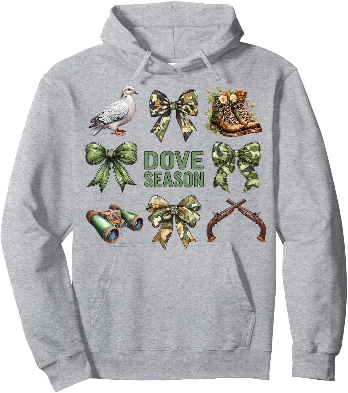 Dove Season Camo Matching Dove Hunting Party Coquette Hoodie - Hoodie | Ash