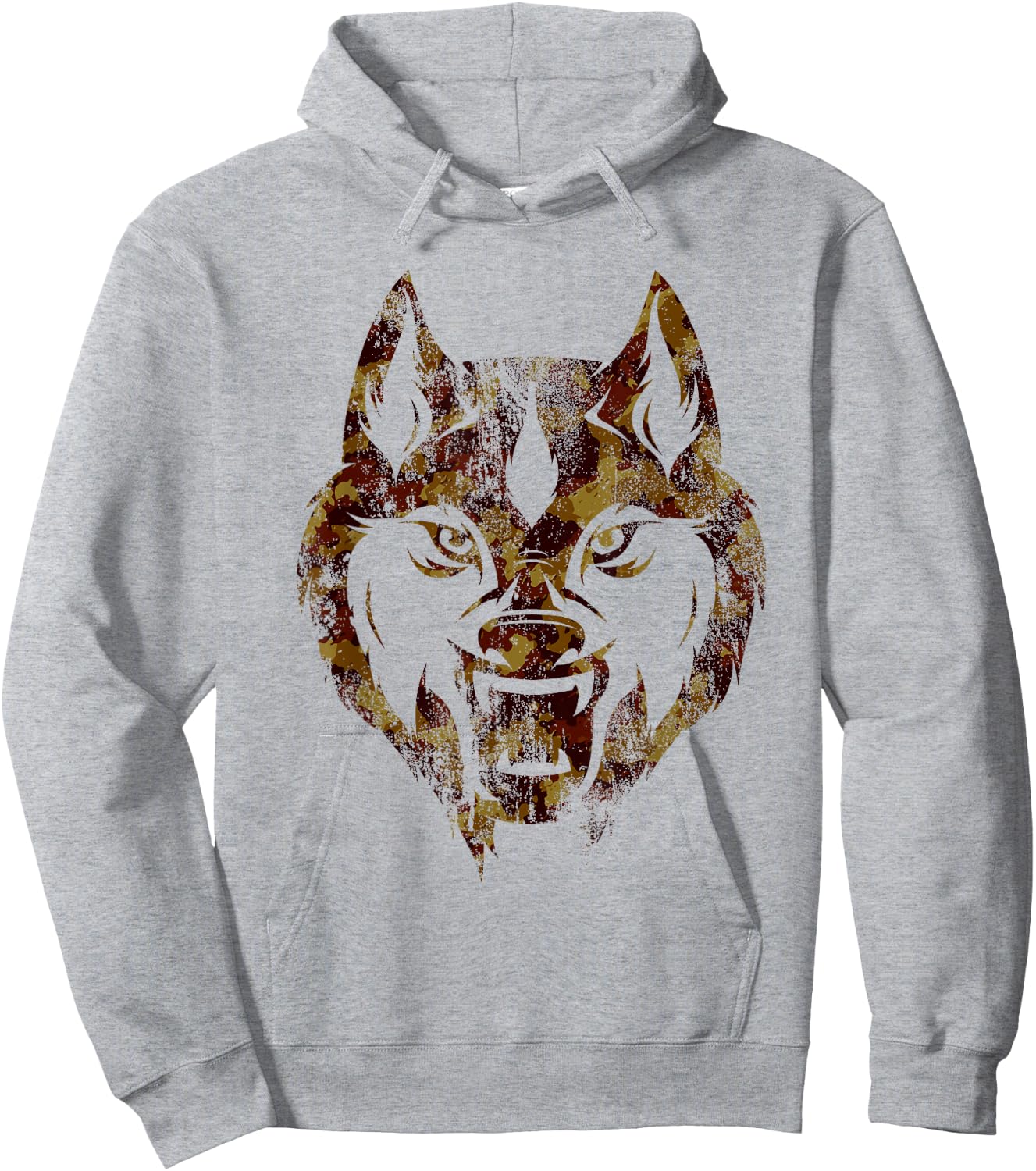 Fierce Wolf head camo design T shirt gift Hoodie - Hoodie | Ash