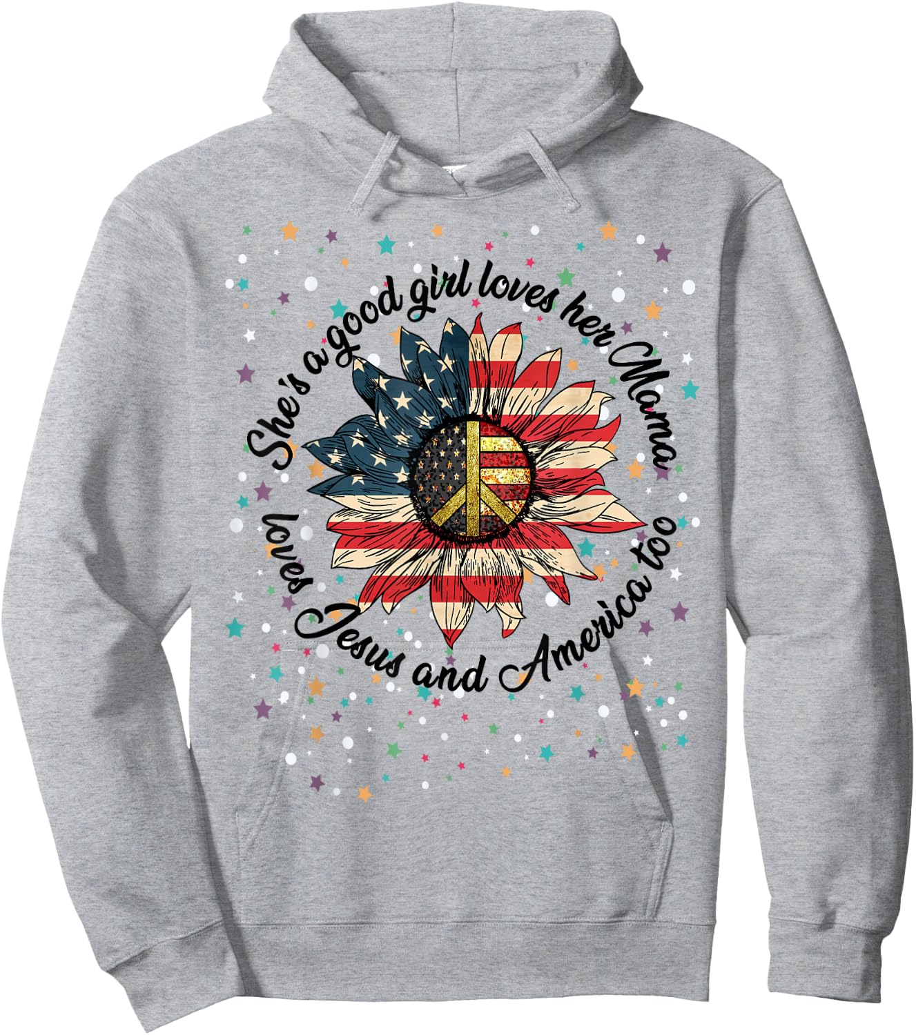 She's A Good Girl Loves Her Mama Jesus & America Too Shirt Hoodie - Hoodie | Ash