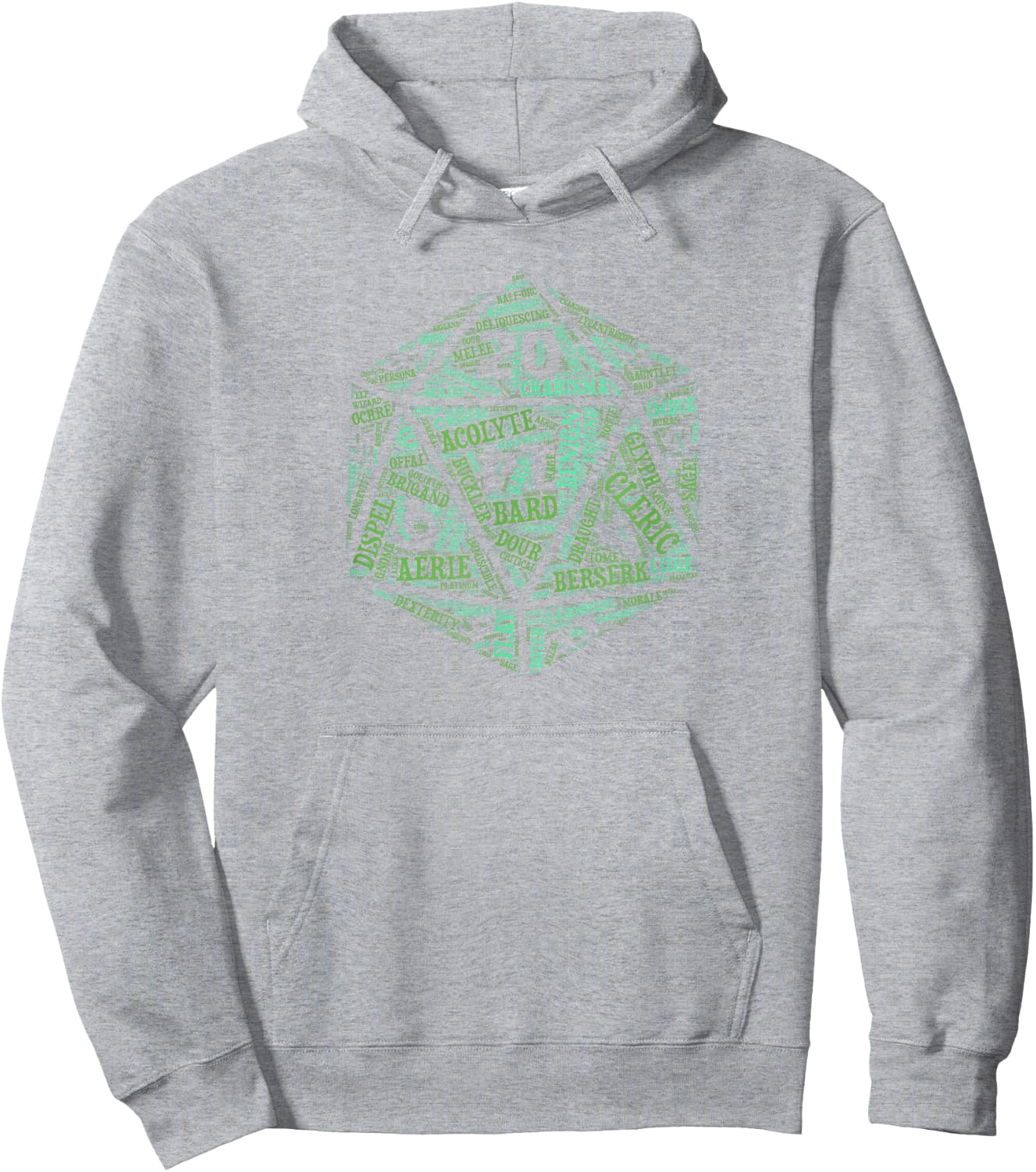 Tabletop Roleplay Adventure d20 Word Art Dice Hoodie - Hoodie | Ash