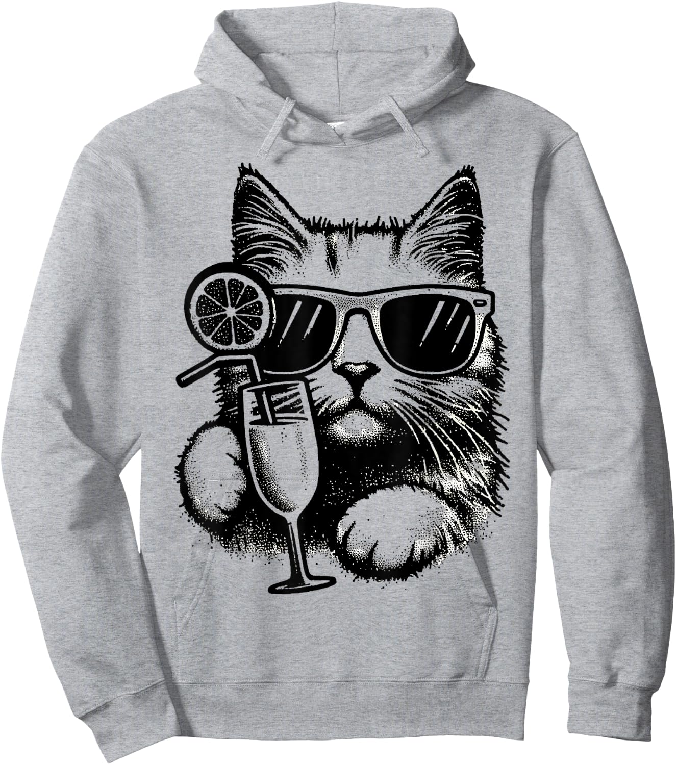 Vintage Cat Funny Mimosa Women Hoodie - Hoodie | Ash