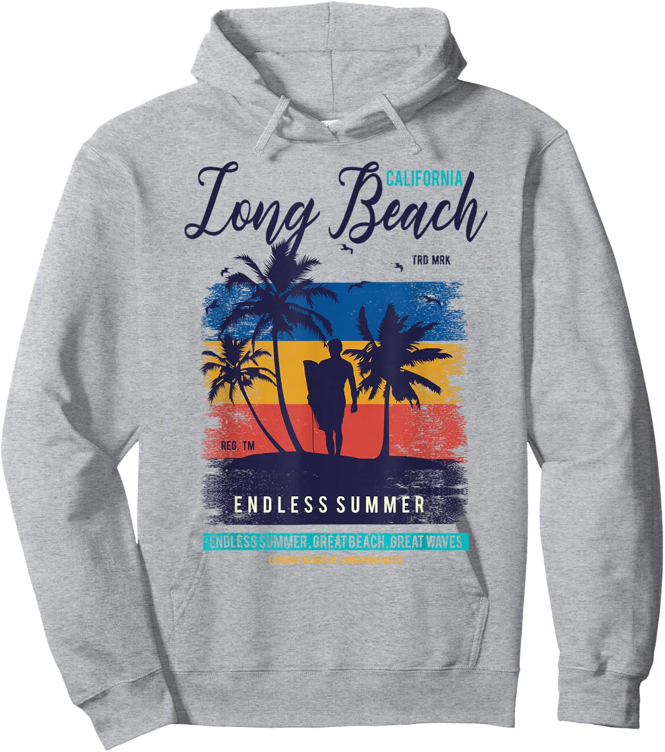Retro California Long Beach Shirt - 70s 80s Long Beach Shirt Men Women Kids Hoodie - Hoodie | Ash