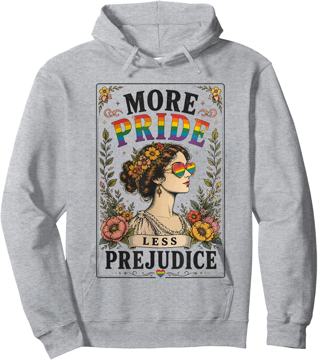Rainbow Floral Gay LGBTQ Equality More Pride Less Prejudice Hoodie - Hoodie | Ash