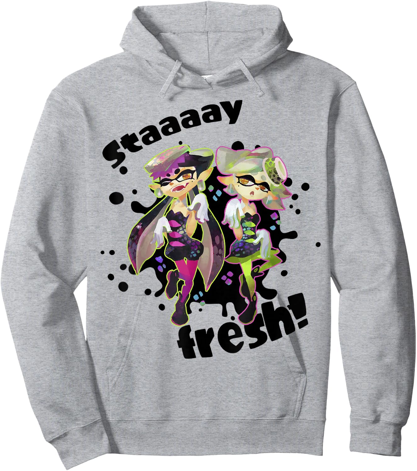 Nintendo Splatoon Squid Sisters Stay Fresh Graphic Hoodie - Hoodie | Ash