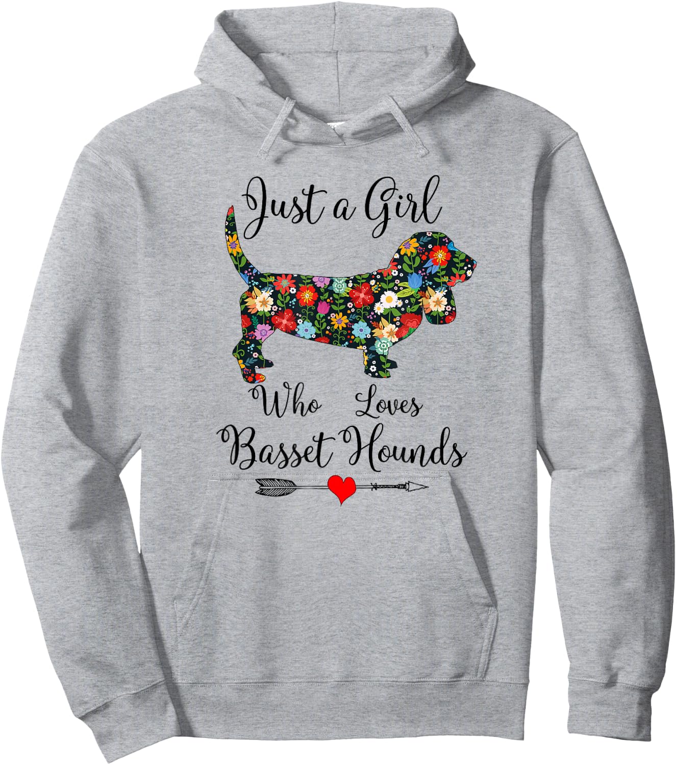 JUST A GIRL WHO LOVES BASSETT HOUNDS Cute Design Hoodie - Hoodie | Ash