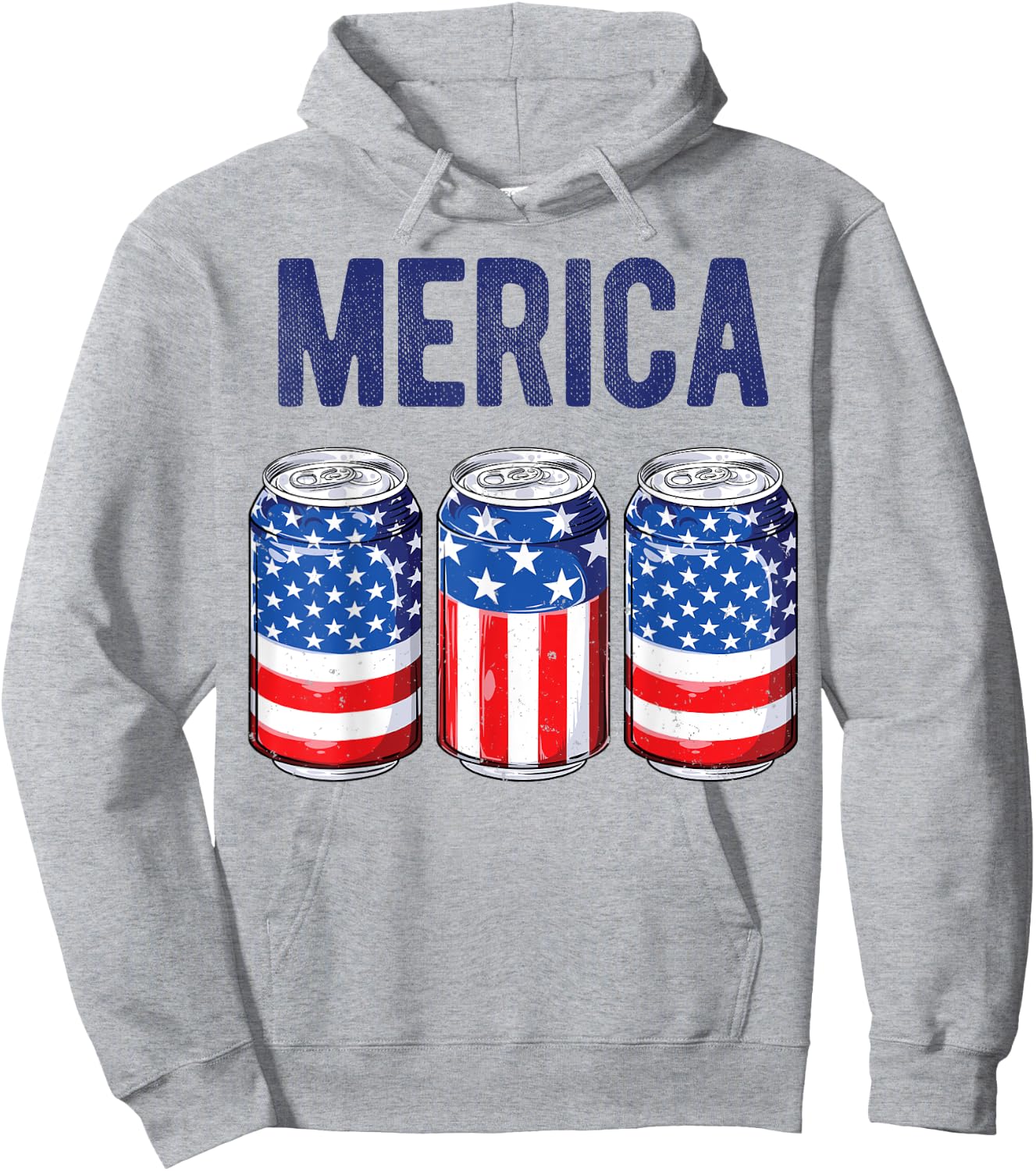 Beer American Flag 4th of July Men Women Merica USA Drinking Hoodie - Hoodie | Ash