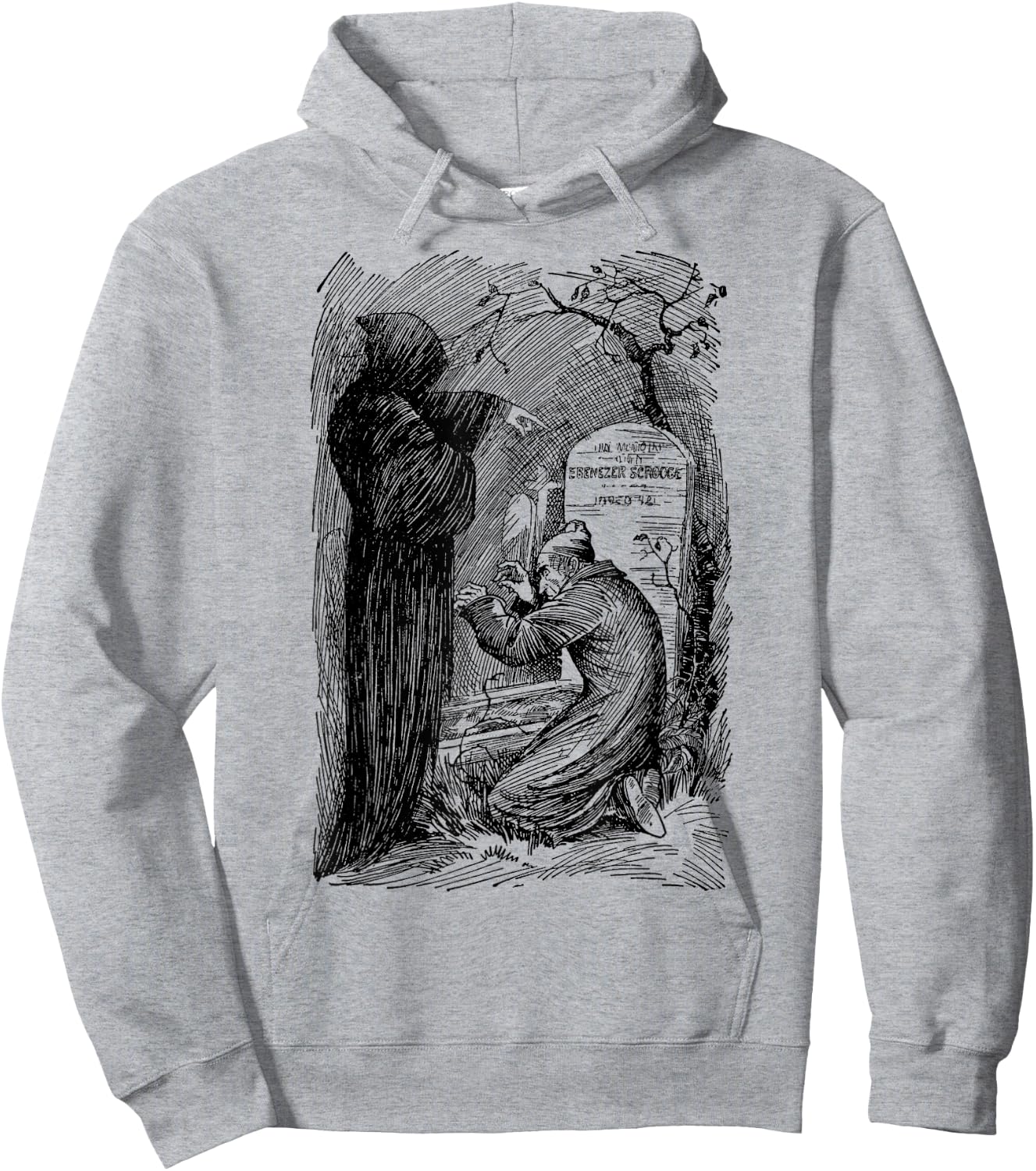 A Christmas Carol Scrooge Adult Classic Fit Grey - Small - Short Sleeve - Vintage Gothic - Themed Design (Charles Dickens' A Christmas Carol) - Halloween, Christmas Hoodie - Hoodie | Ash