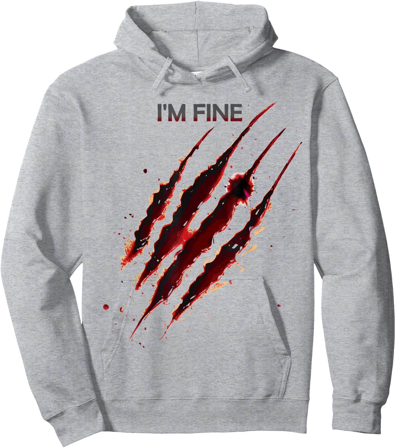 I'm Fine Bloody Shirt Zombie Blood Splatter Halloween Hoodie - Hoodie | Ash
