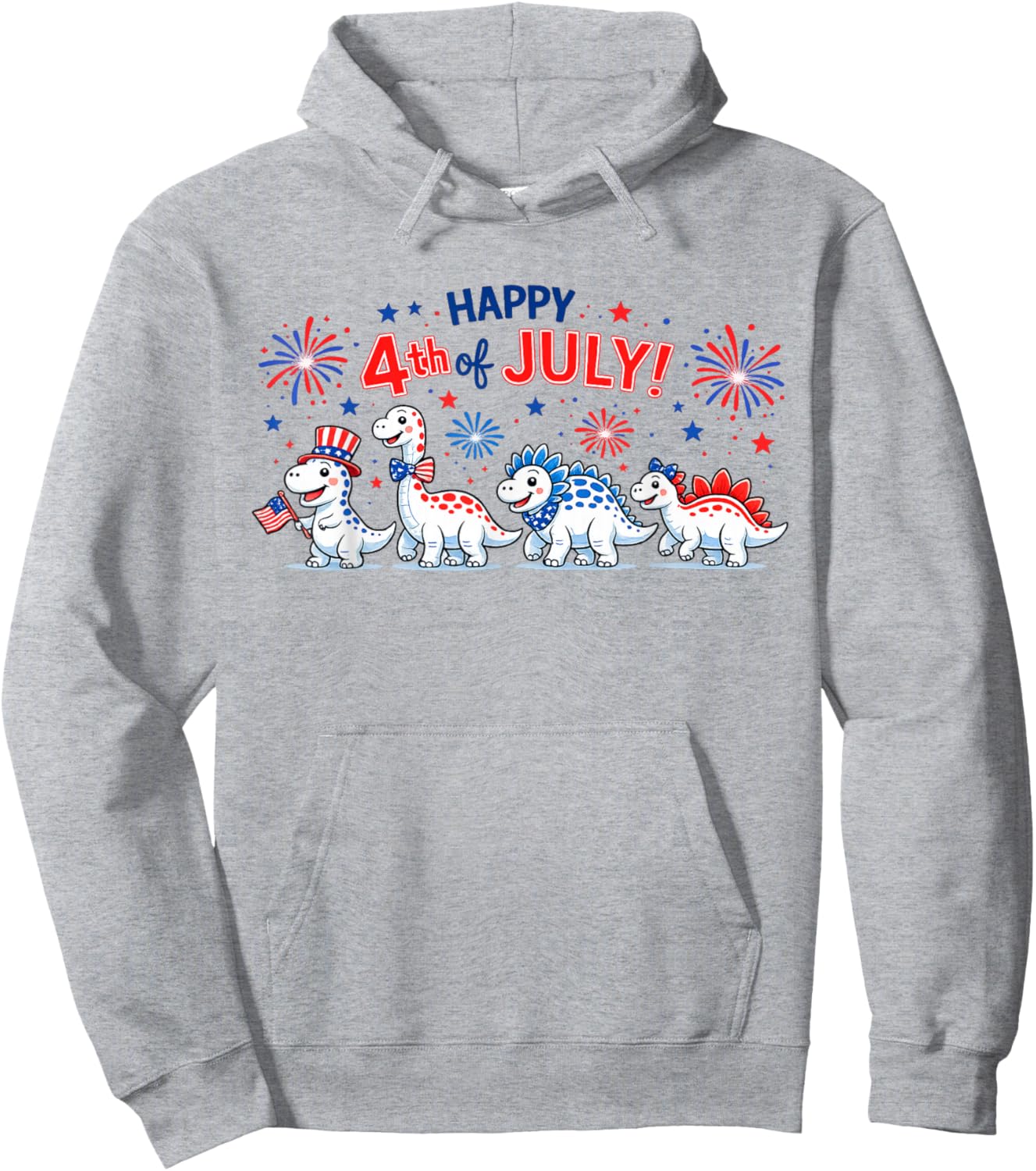 Cute Dinosaur USA Flag Fireworks Kids 4th of July Toddler Hoodie - Hoodie | Ash