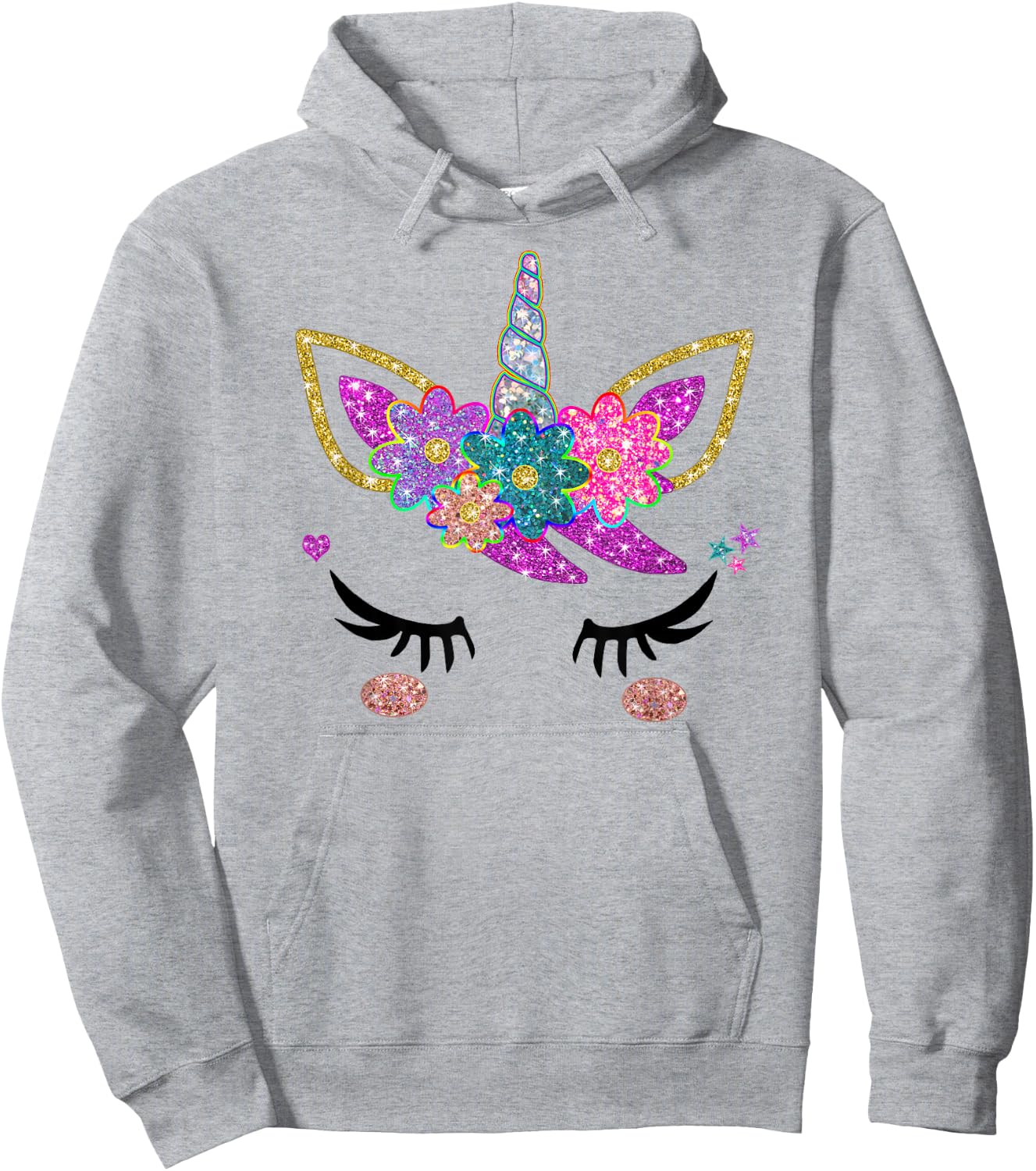 Rainbow Unicorn Face Shirt, Cute Unicorn Birthday Outfit Hoodie - Hoodie | Ash