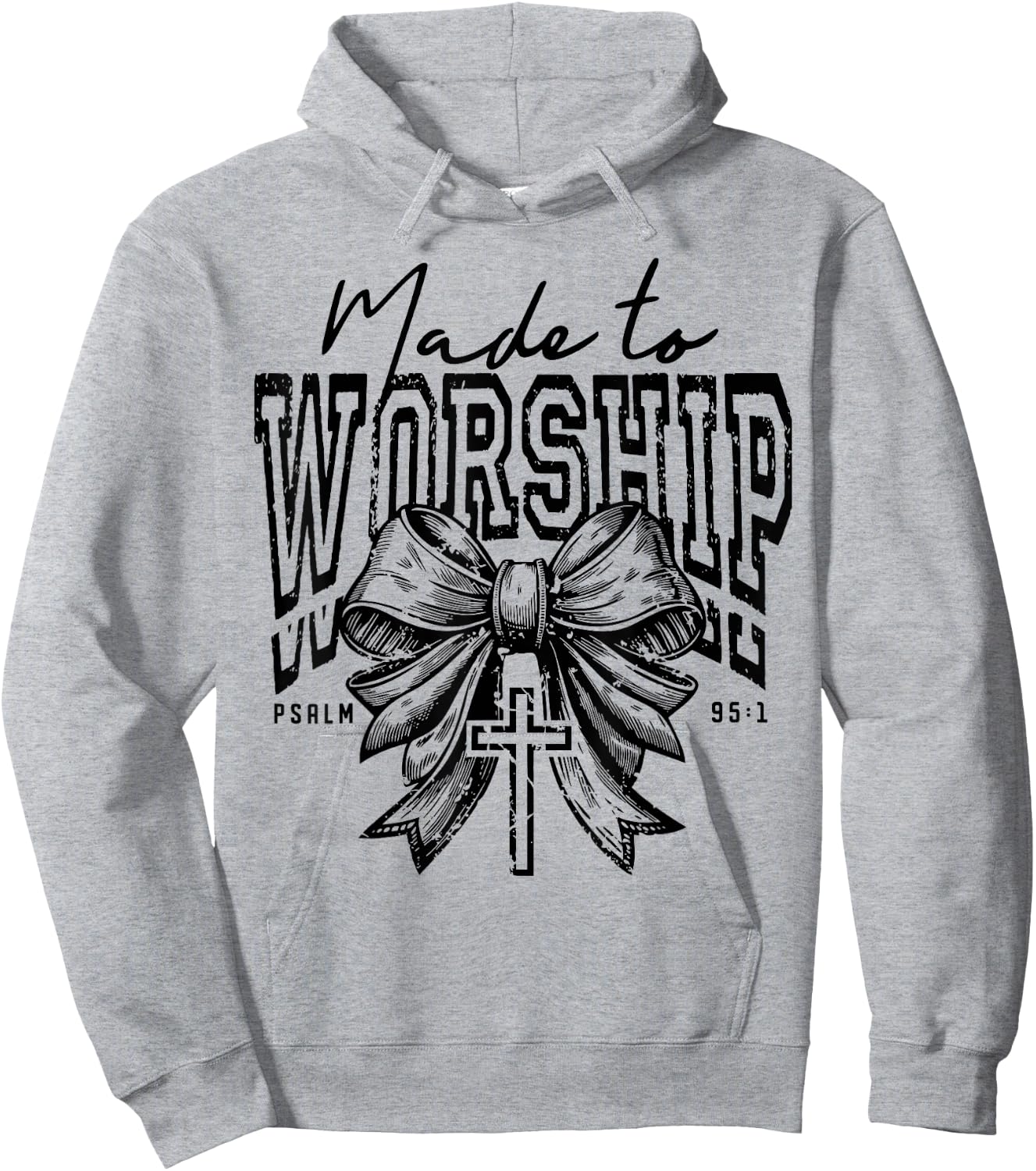 Retro Christian Made To Worship Coquette Bible Verse Hoodie - Hoodie | Ash