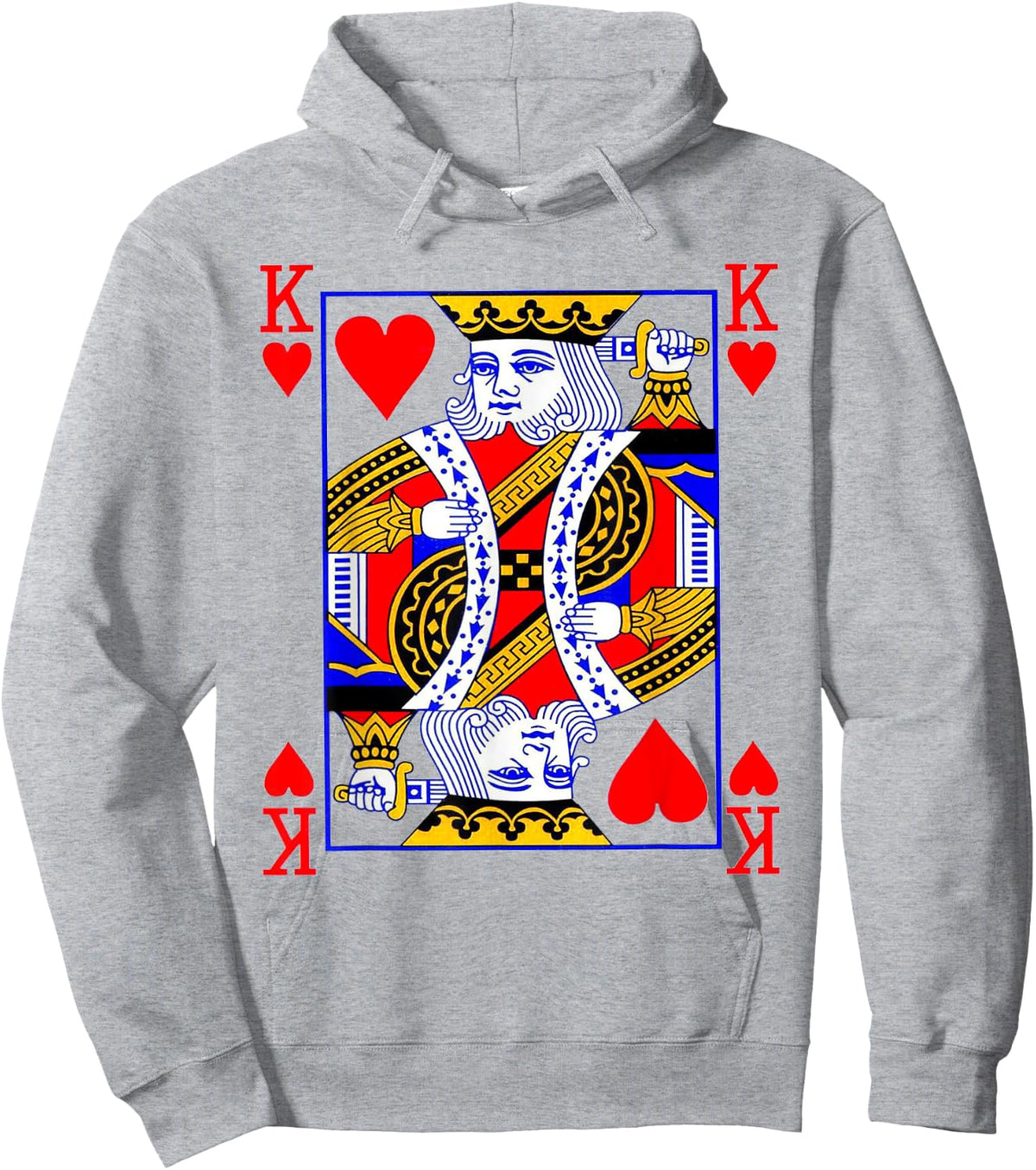 King of Hearts Playing Card Poker Card Costume Shirt Hoodie - Hoodie | Ash