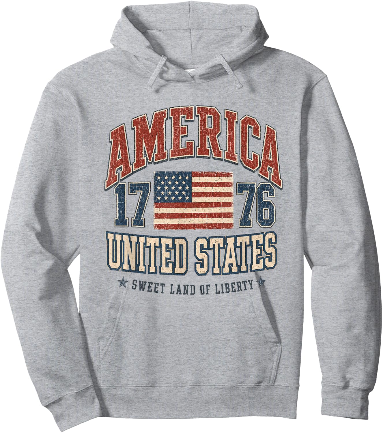 4th July America 1776 United States Patriotic Flag Vintage Hoodie - Hoodie | Ash