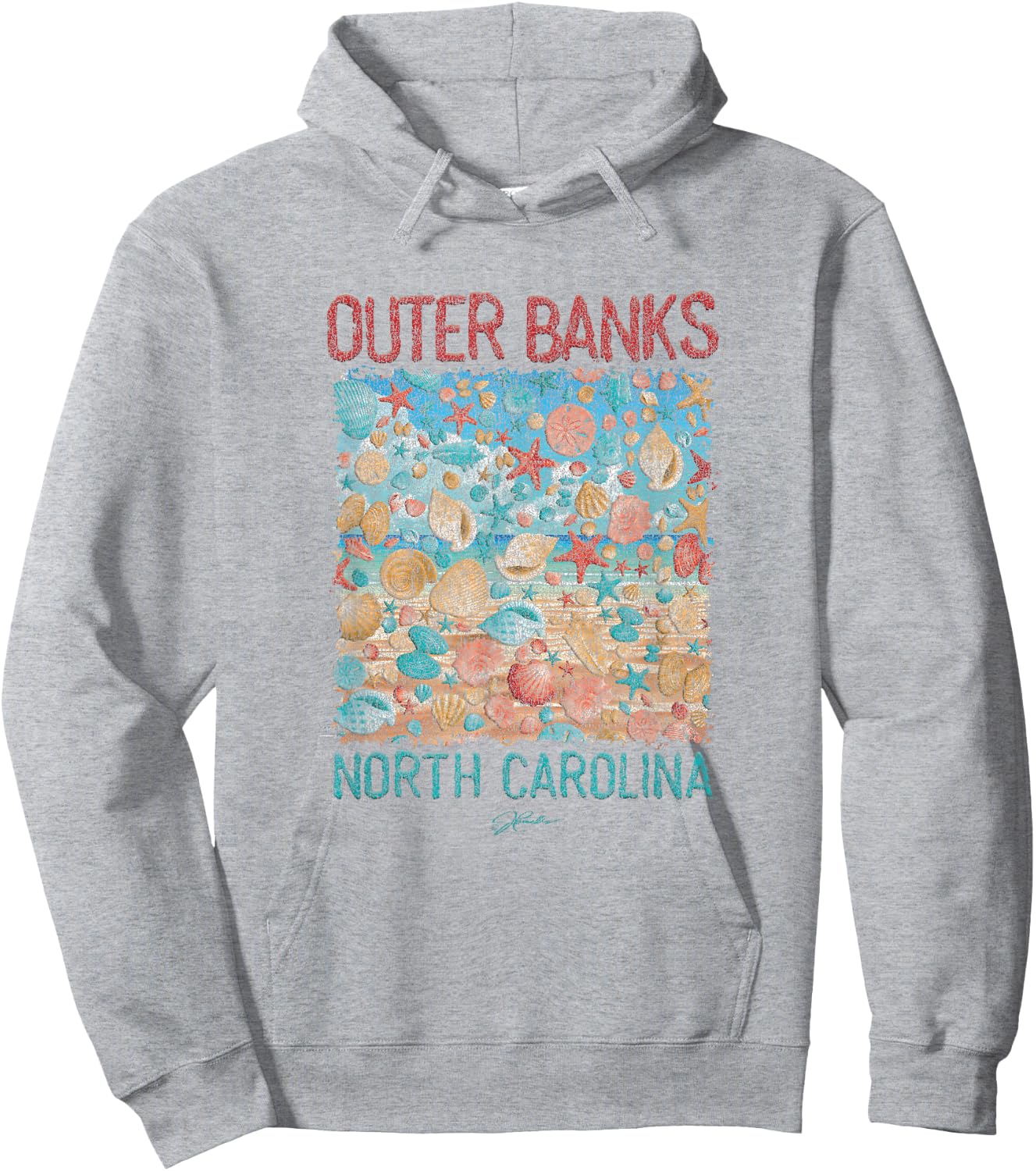 JCombs: Outer Banks, NC, Seashell Rain Hoodie - Hoodie | Ash