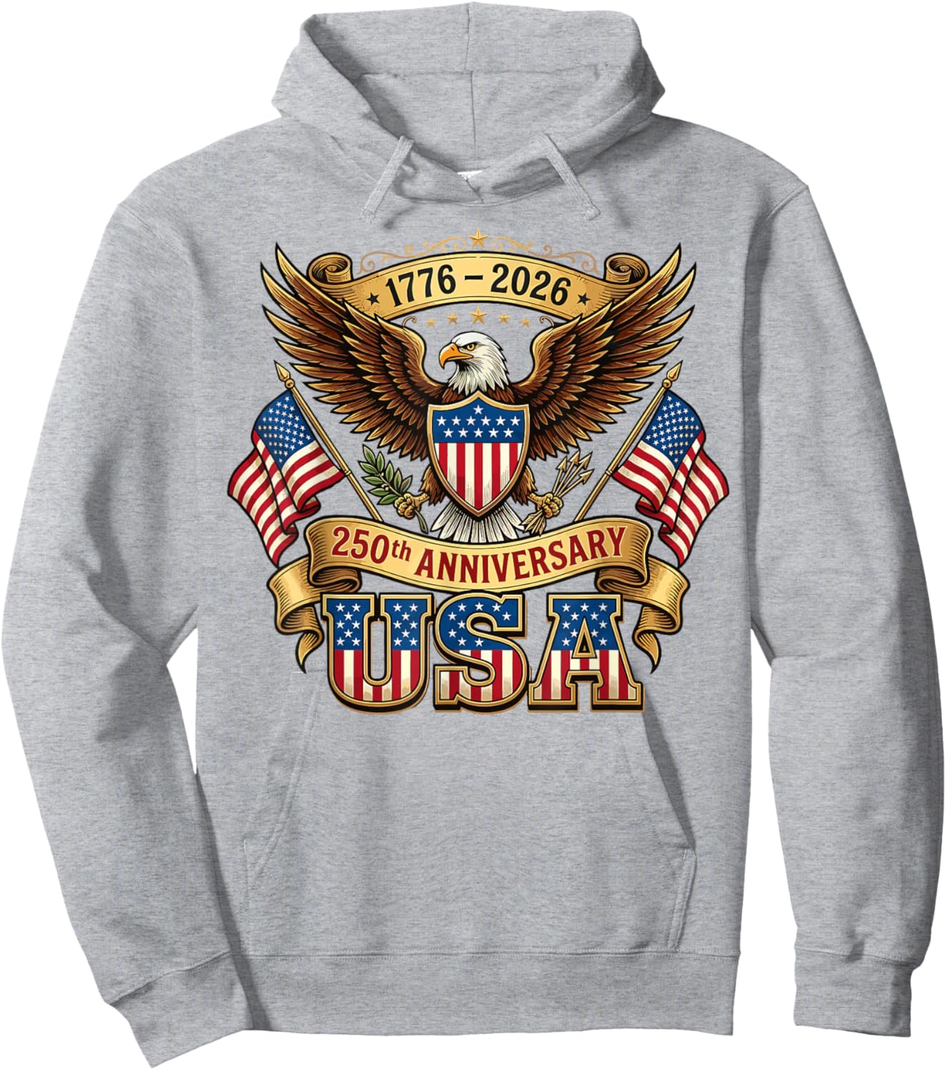250th Anniversary USA Flag 250 Years American 4th of July Hoodie - Hoodie | Ash