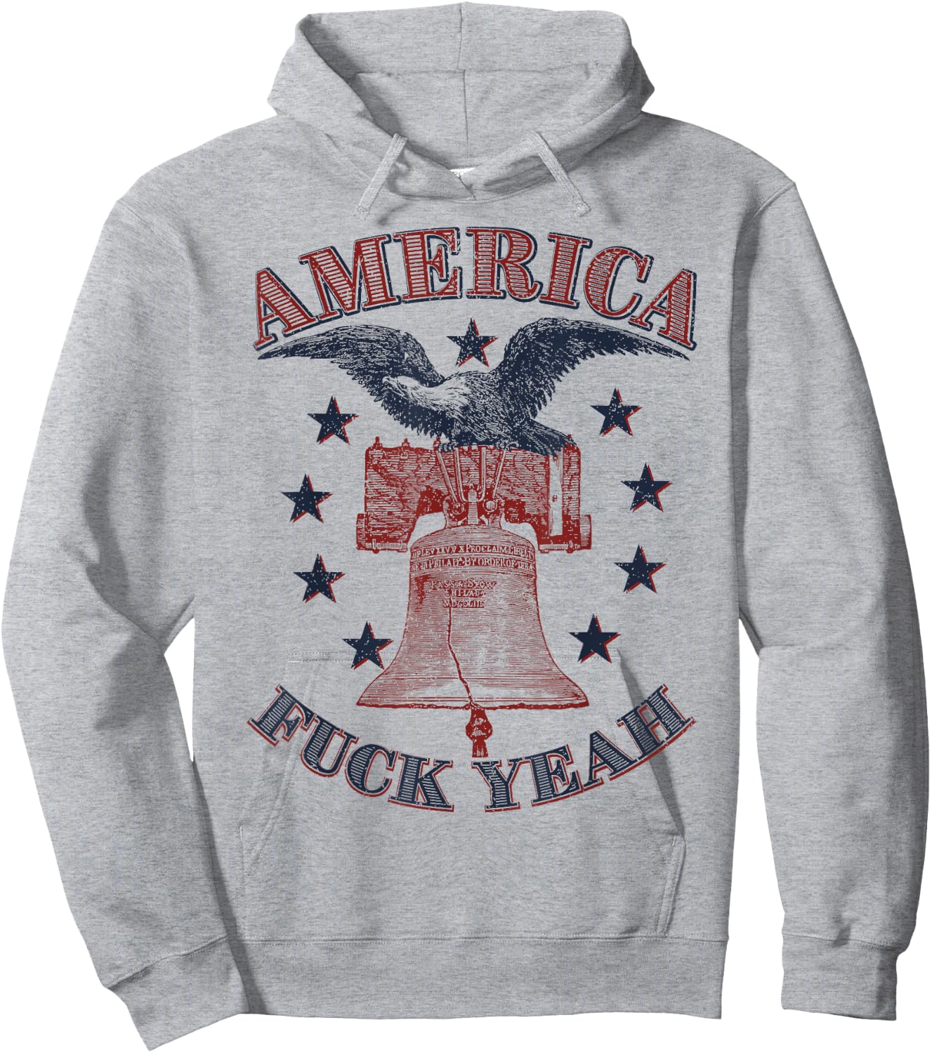 America Fuck Yeah Bald Eagle Liberty Bell 1776 4th of July Hoodie - Hoodie | Ash