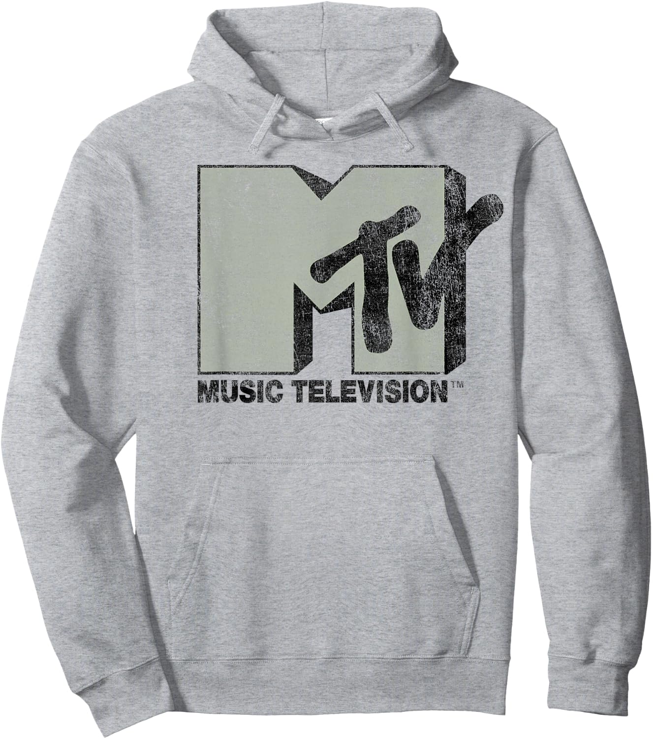MTV Simple Distressed Music Television Logo Hoodie - Hoodie | Ash
