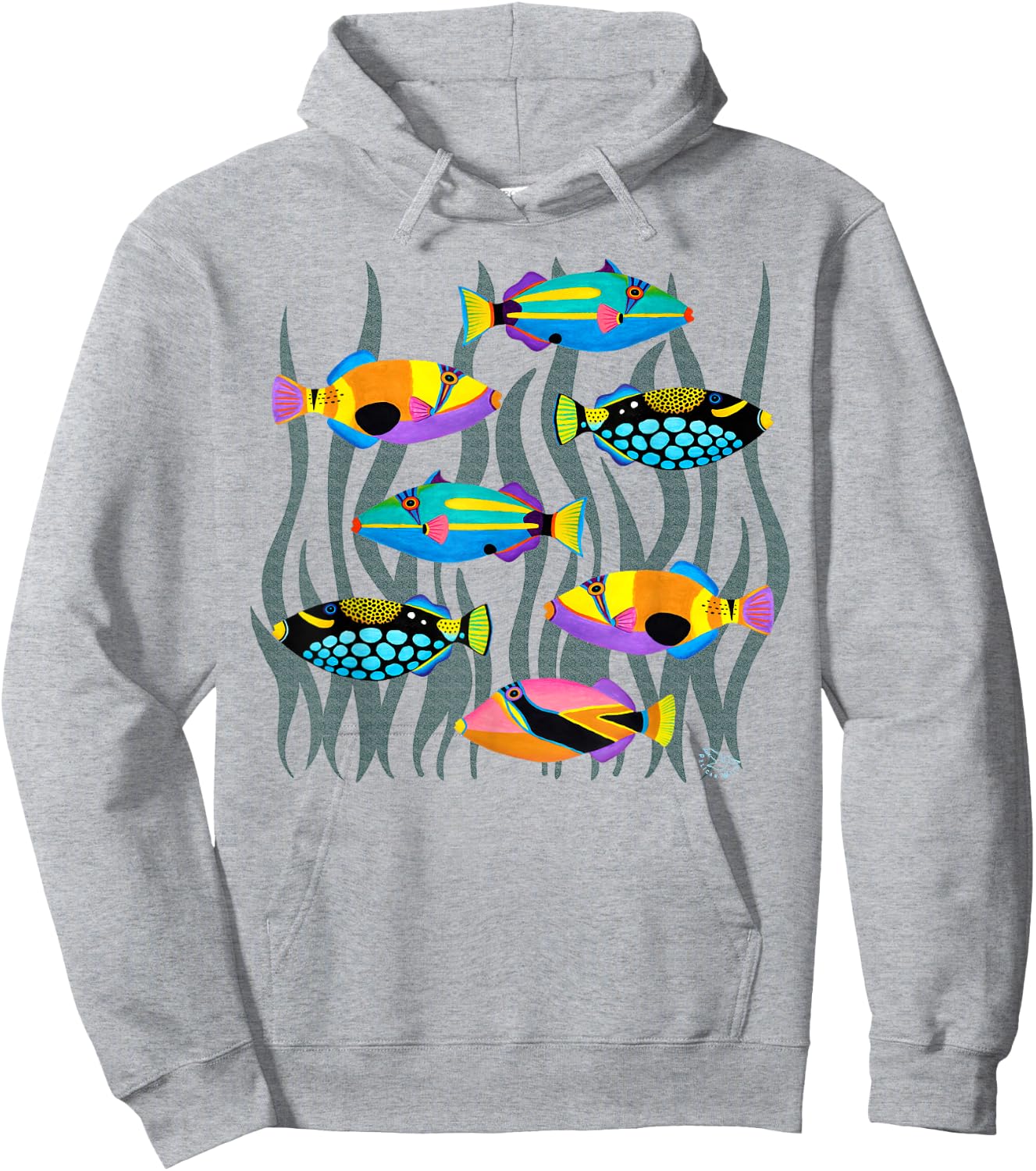 Hawaiian Triggerfish Coral Reef Tropical Fish Hoodie - Hoodie | Ash