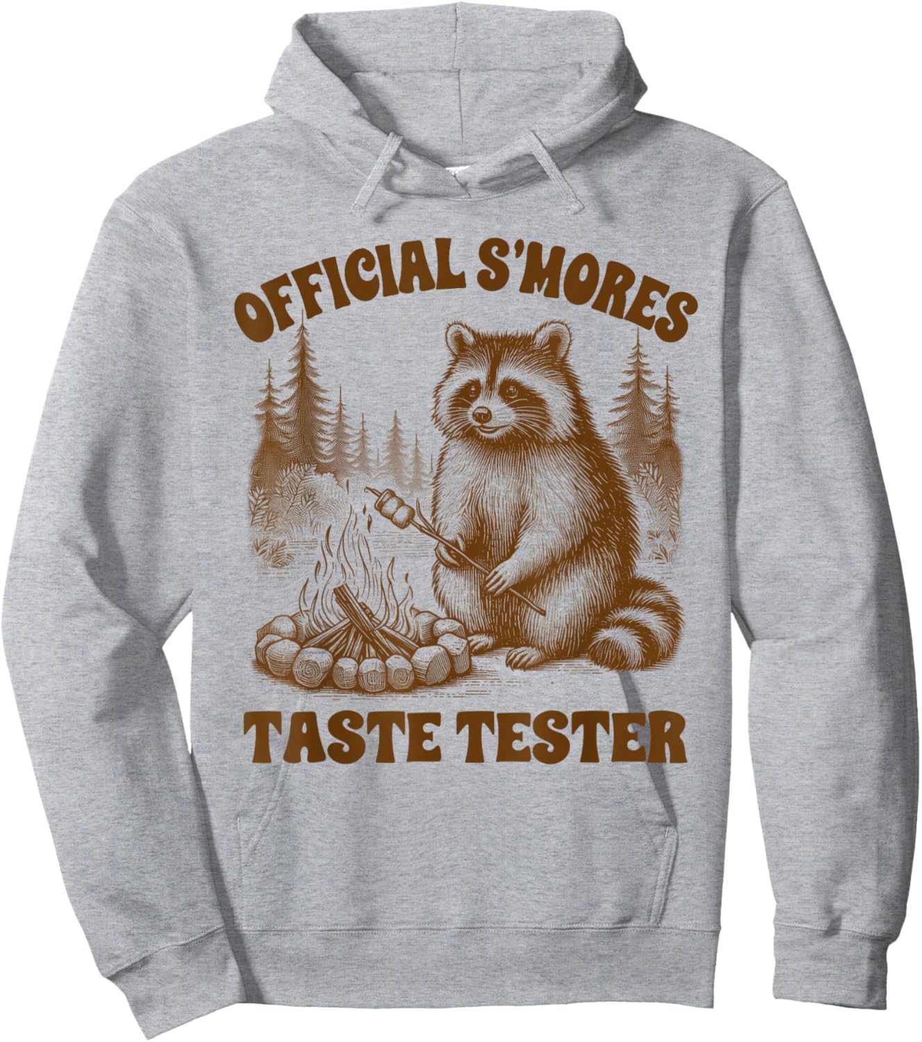Camping Raccoon Hiking Official S'mores Taste Tester Outdoor Hoodie - Hoodie | Ash