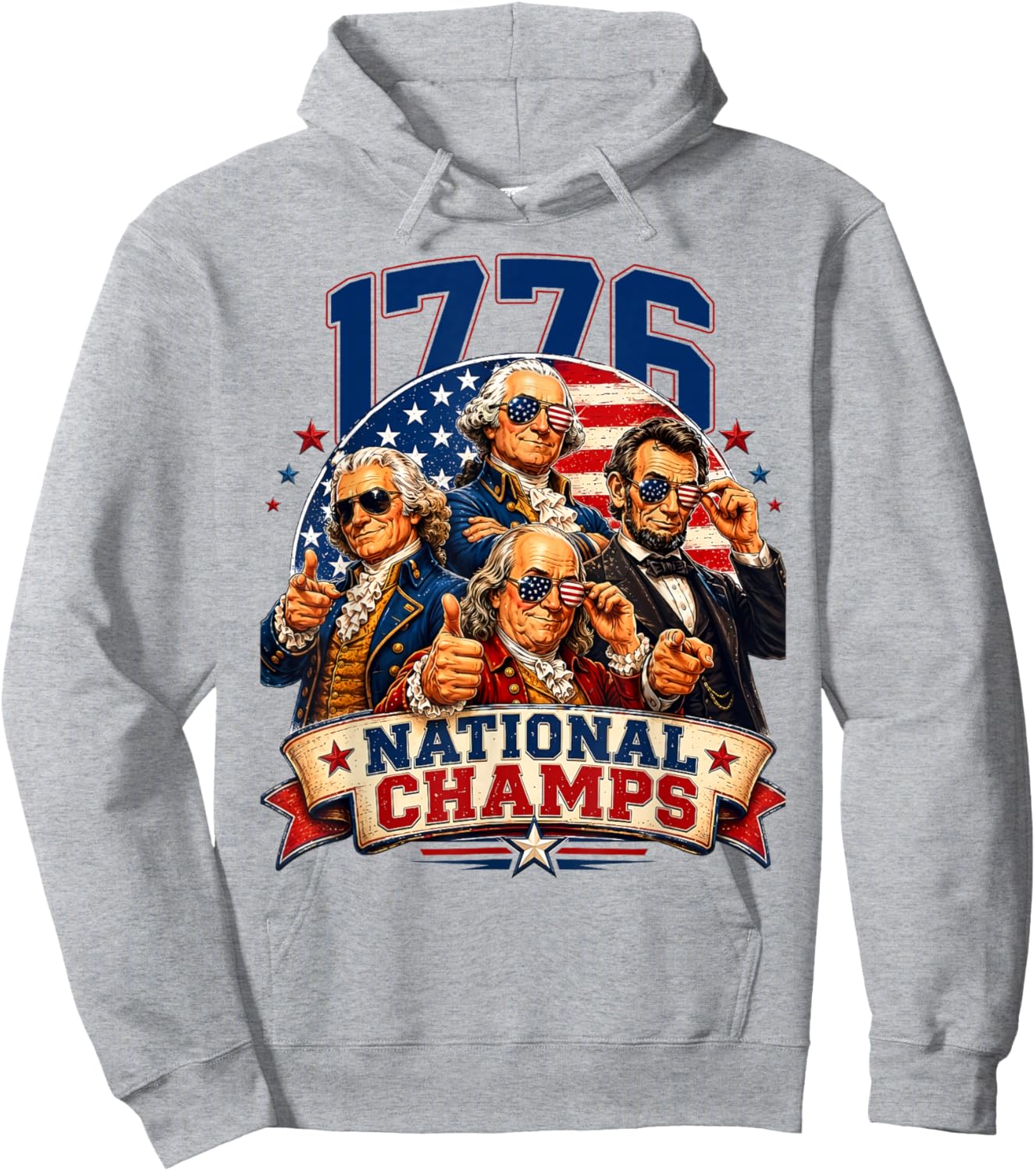 1776 National Champs Funny Patriotic 250 Yearas 4th of July Hoodie - Hoodie | Ash