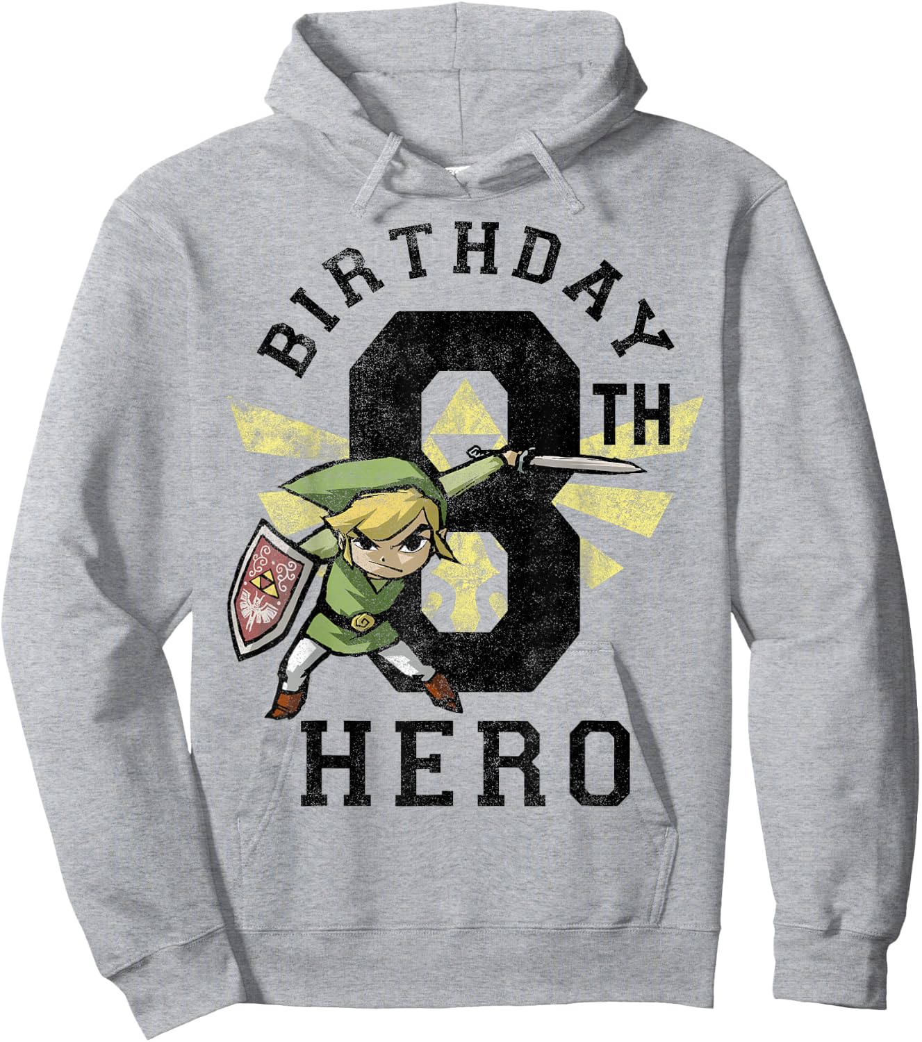 Legend Of Zelda Link 8th Birthday Hero Triforce Logo Hoodie - Hoodie | Ash