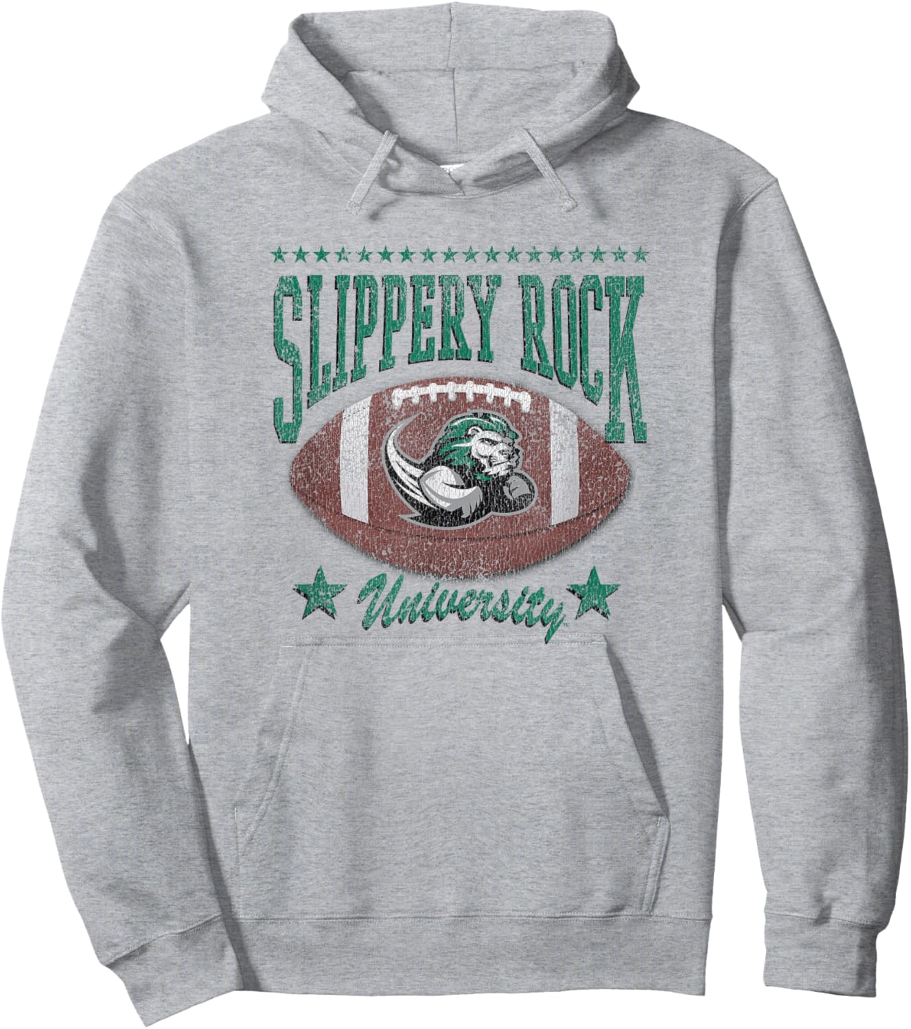 Slippery Rock The Rock Football Vintage Stars Gray Hoodie - Hoodie | Ash