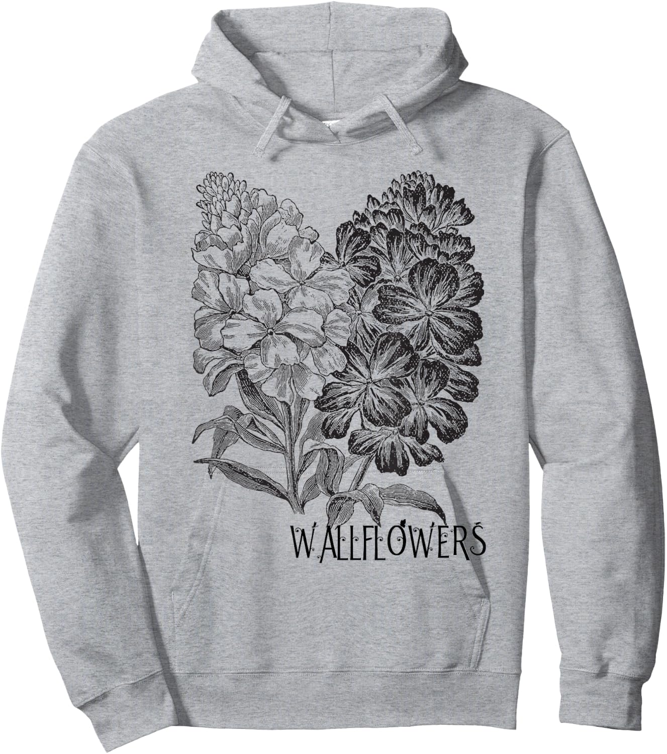 Wallflowers T Shirt Retro Antique Print Classic Bouquet Hoodie - Hoodie | Ash