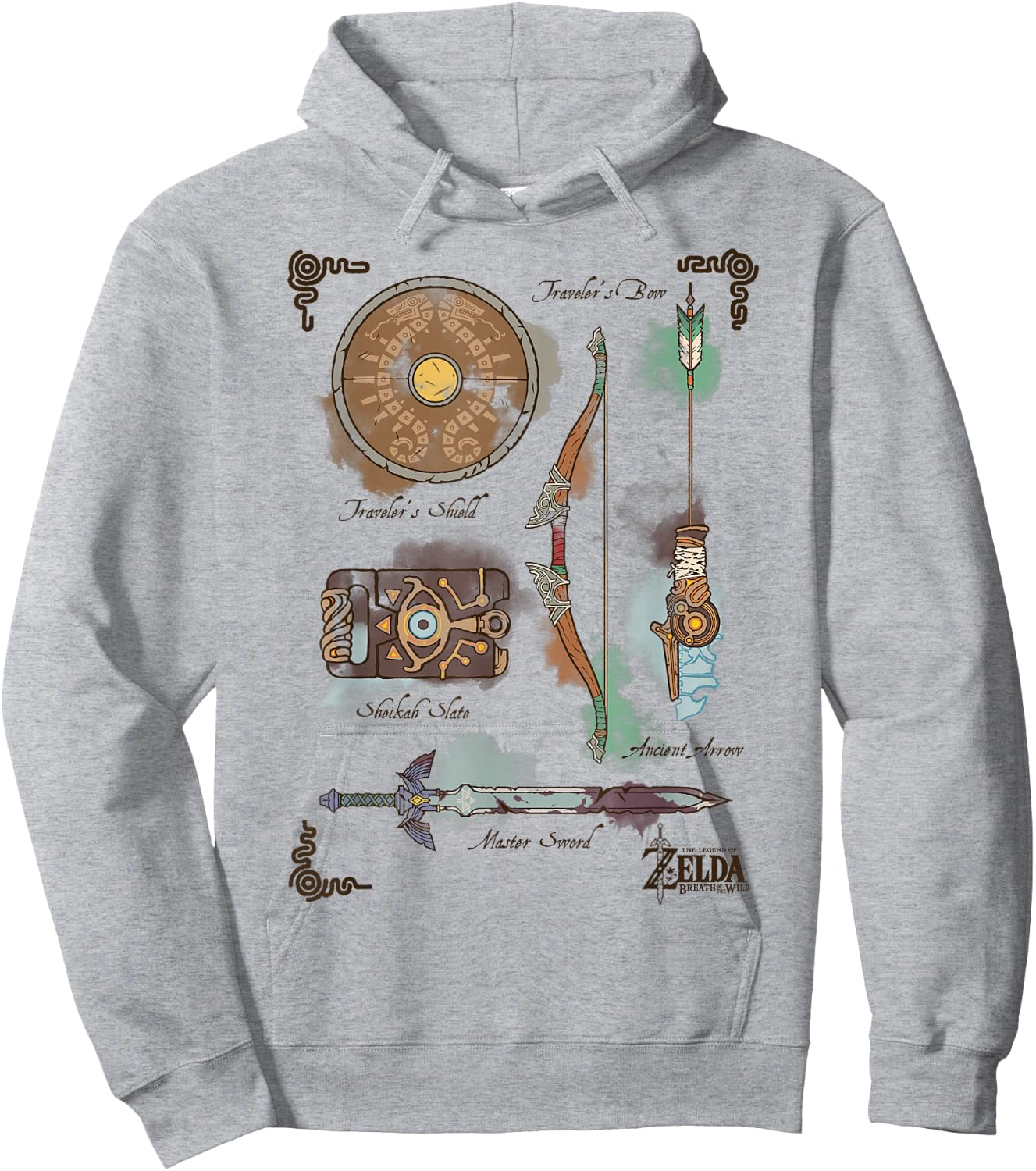 Zelda Breath of The Wild Link Inventory Graphic Hoodie - Hoodie | Ash