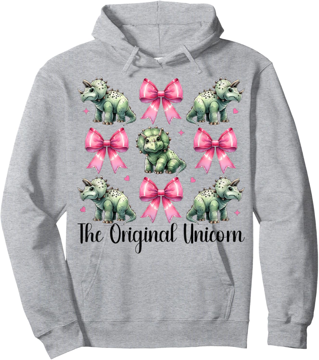 Triceratops Dinosaur Girl Coquette Bow The Original Unicorn Hoodie - Hoodie | Ash