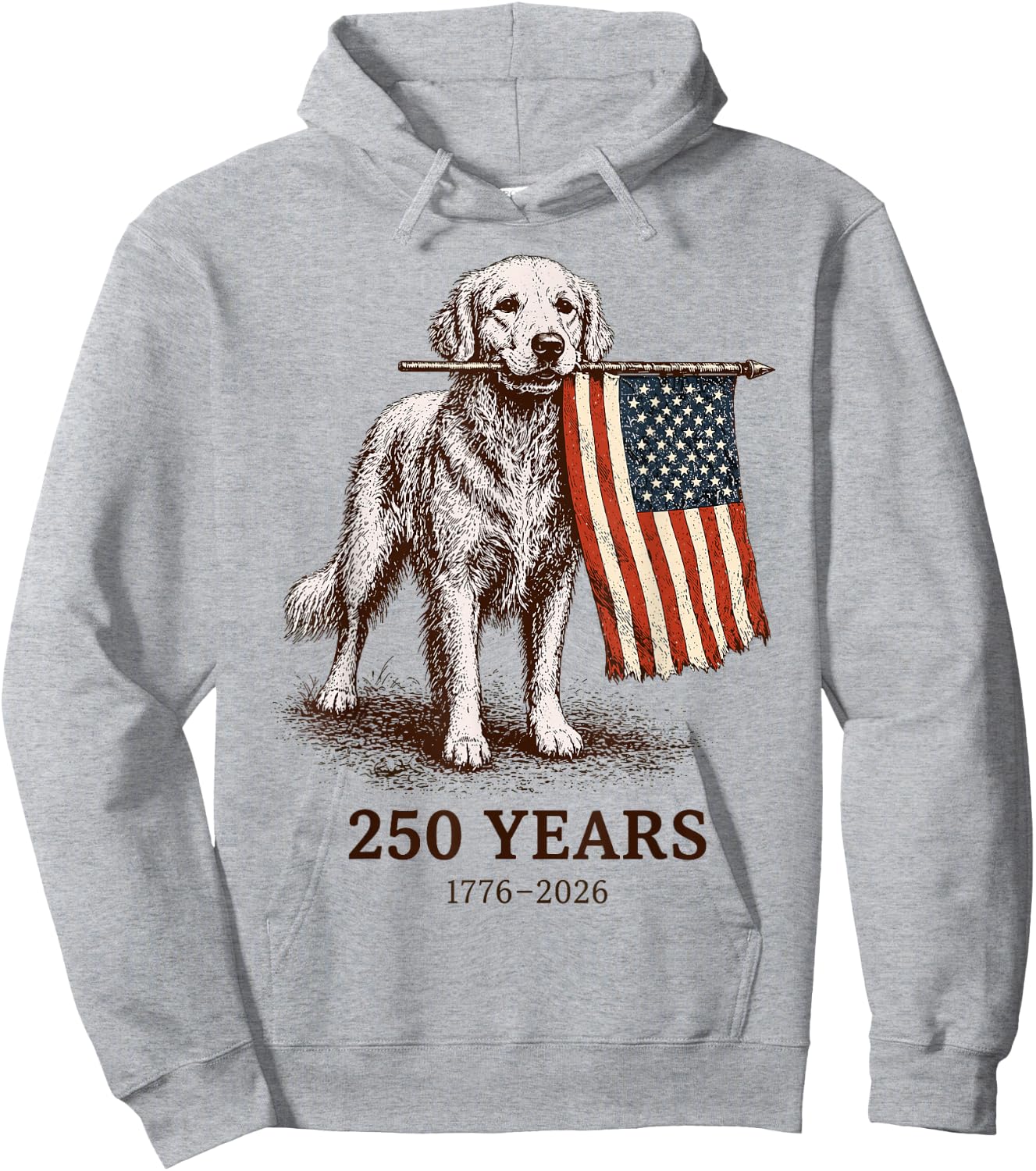 Golden Retriever 250 Years America Patriotic USA 1776-2026 Hoodie - Hoodie | Ash