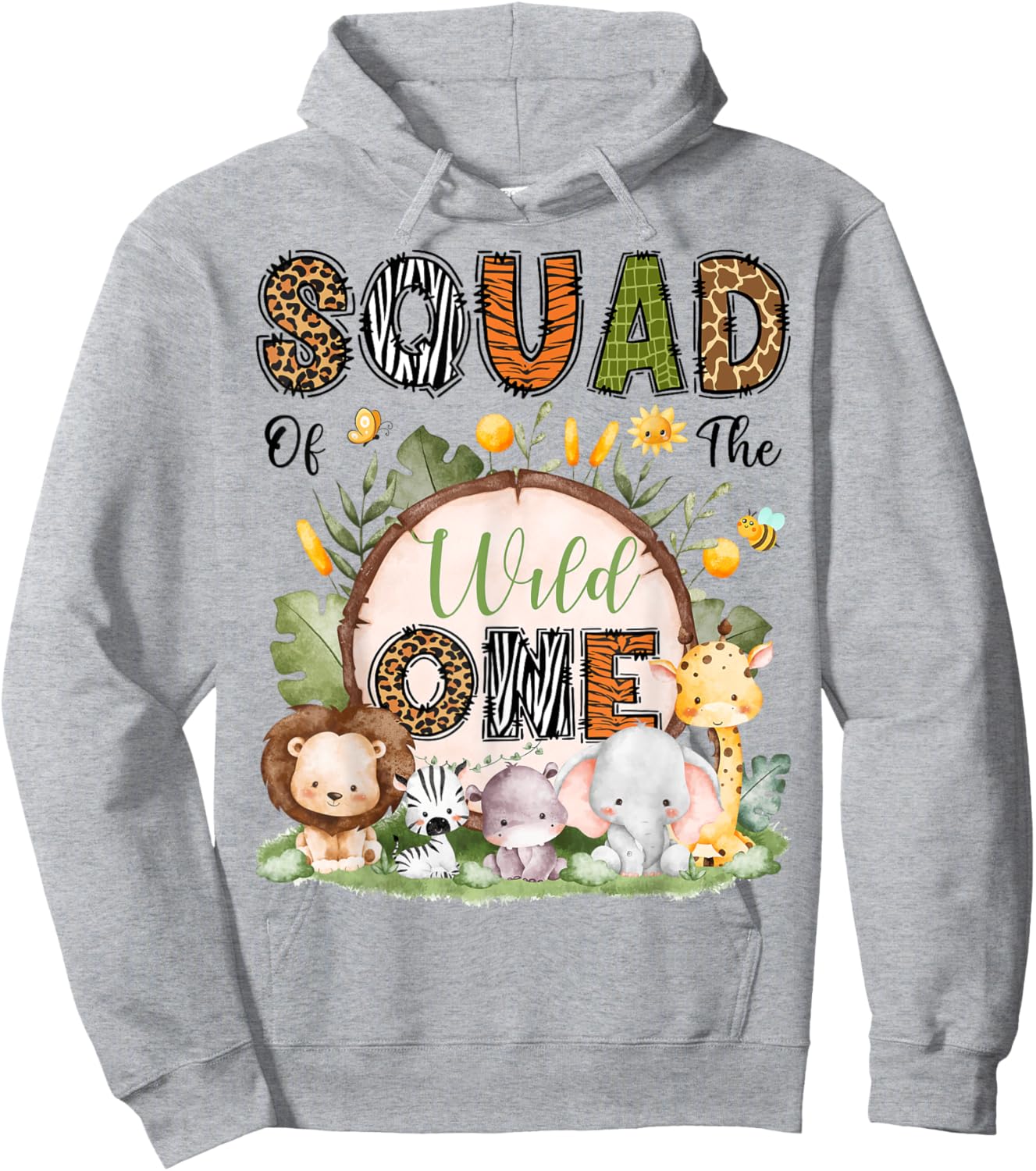 Squad Of The Wild One 1St Birthday Boy Safari Jungle Hoodie - Hoodie | Ash