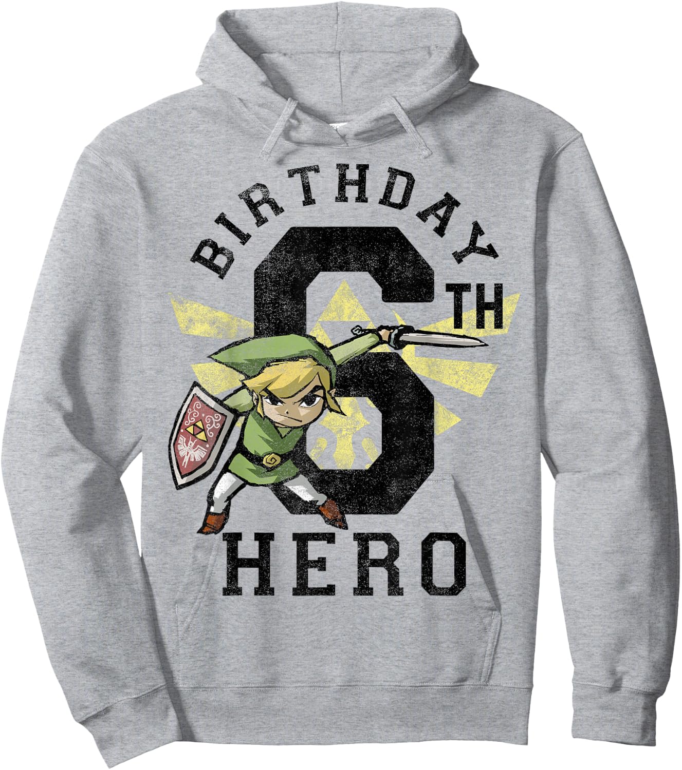 Legend of Zelda Link 6th Birthday Hero Triforce Logo Small Hoodie - Hoodie | Ash