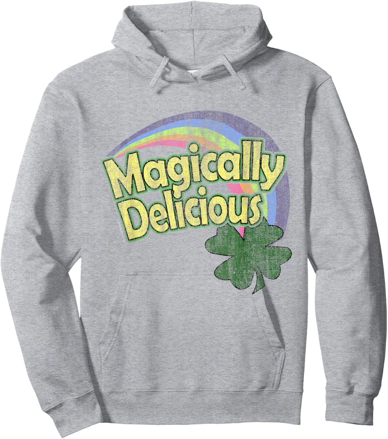 CuteComfy Magically Delicious 80s Vintage St. Patrick's Day Lucky Charm Green Retro Rainbow Short Sleeve - Small - -Adults Hoodie - Hoodie | Ash