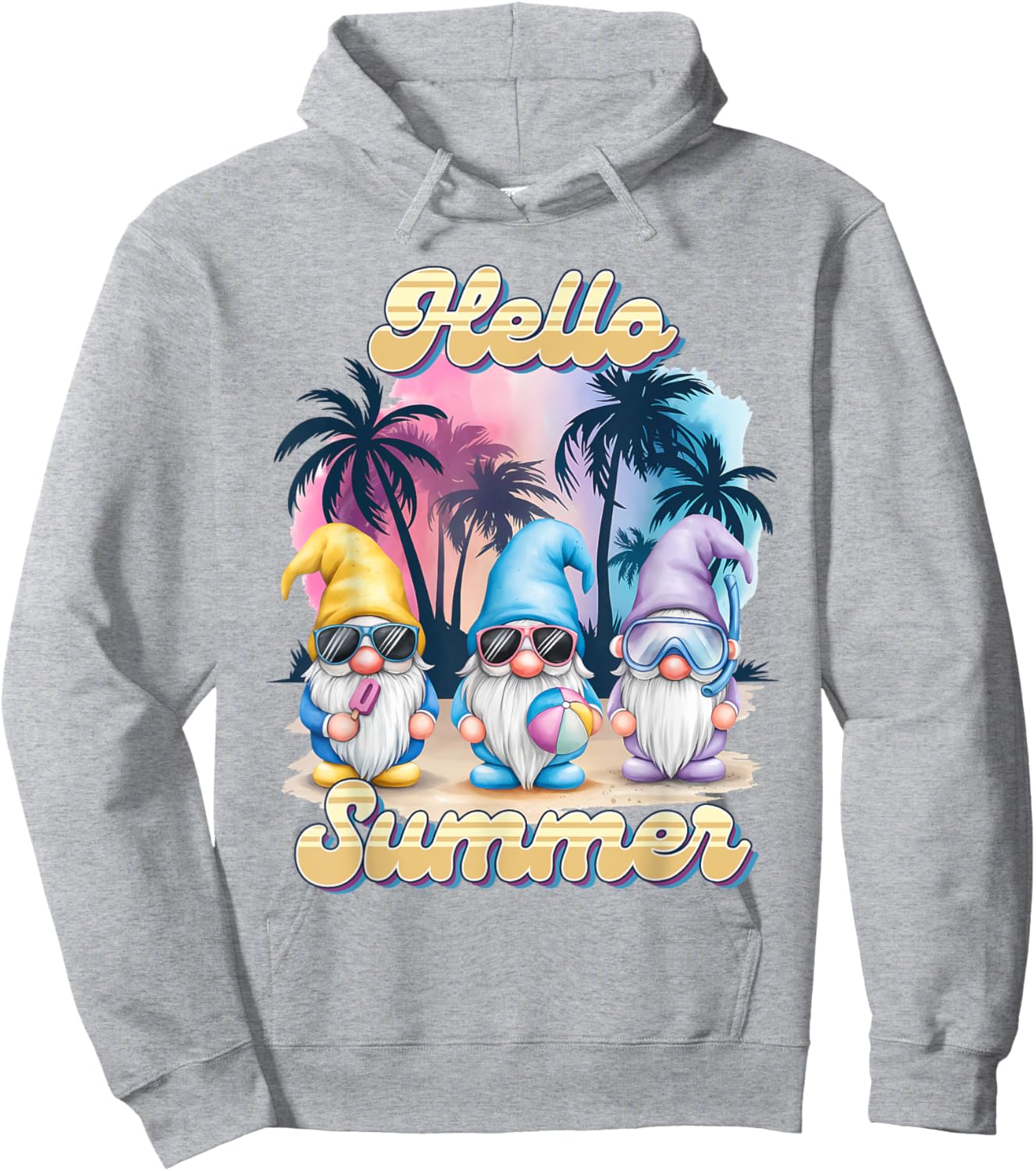 Gnomes Sweet Summer Vibes Vacation Holiday Beach Hoodie - Hoodie | Ash