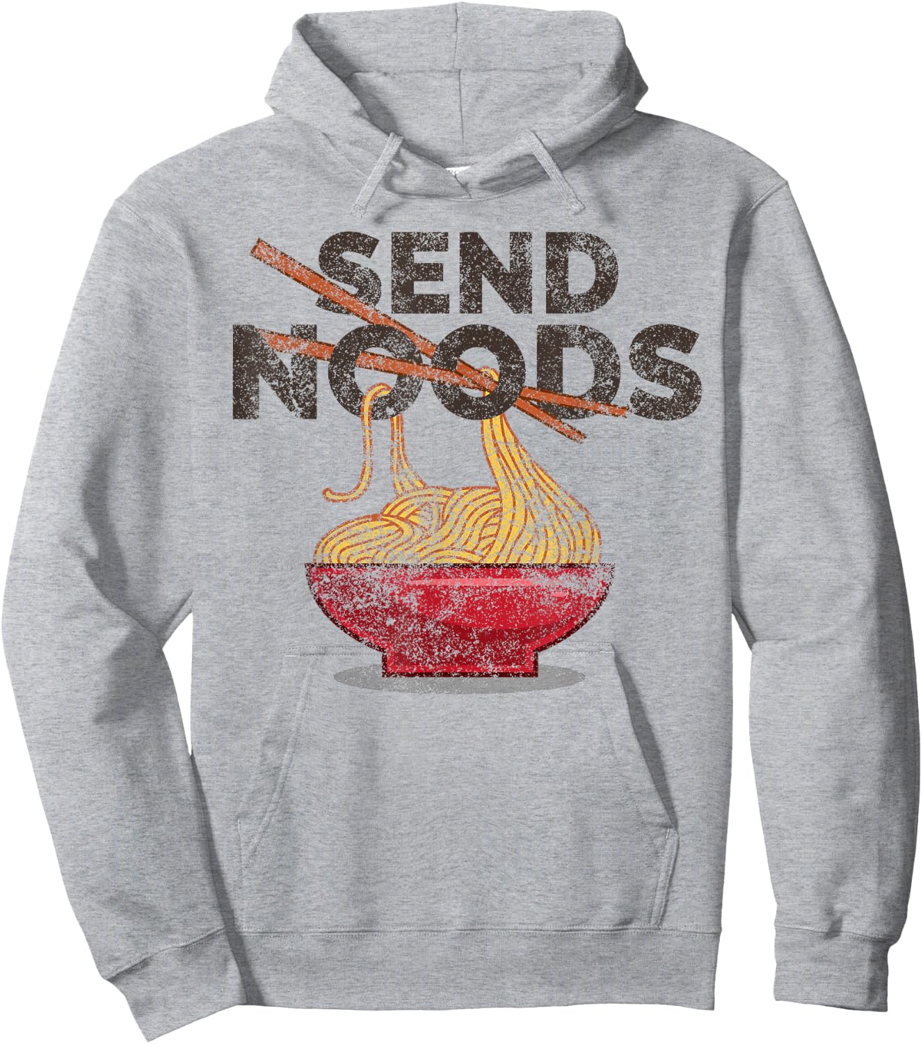 Send Noods Distressed Funny Ramen Noodle Hoodie - Hoodie | Ash