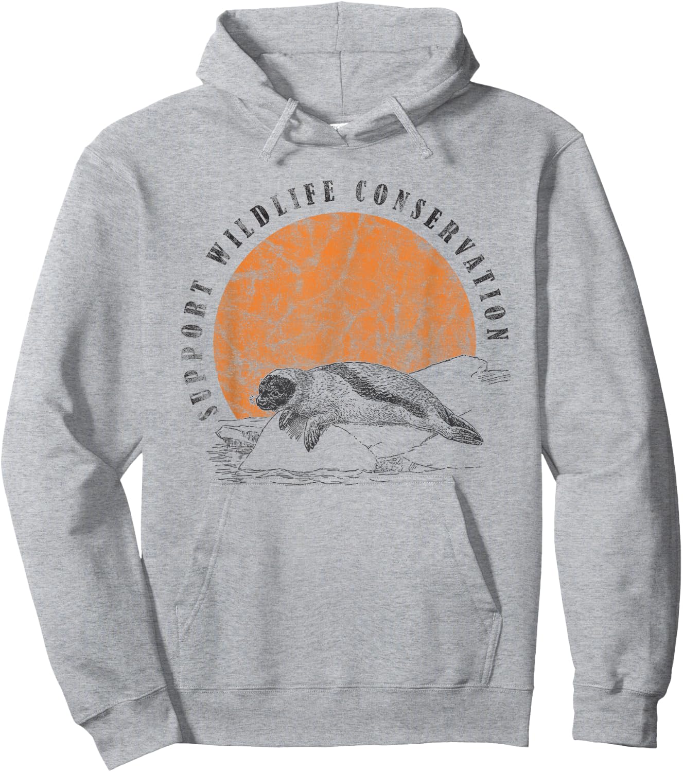 Vintage Wildlife Conservation Baby Seal Lover Gift Hoodie - Hoodie | Ash