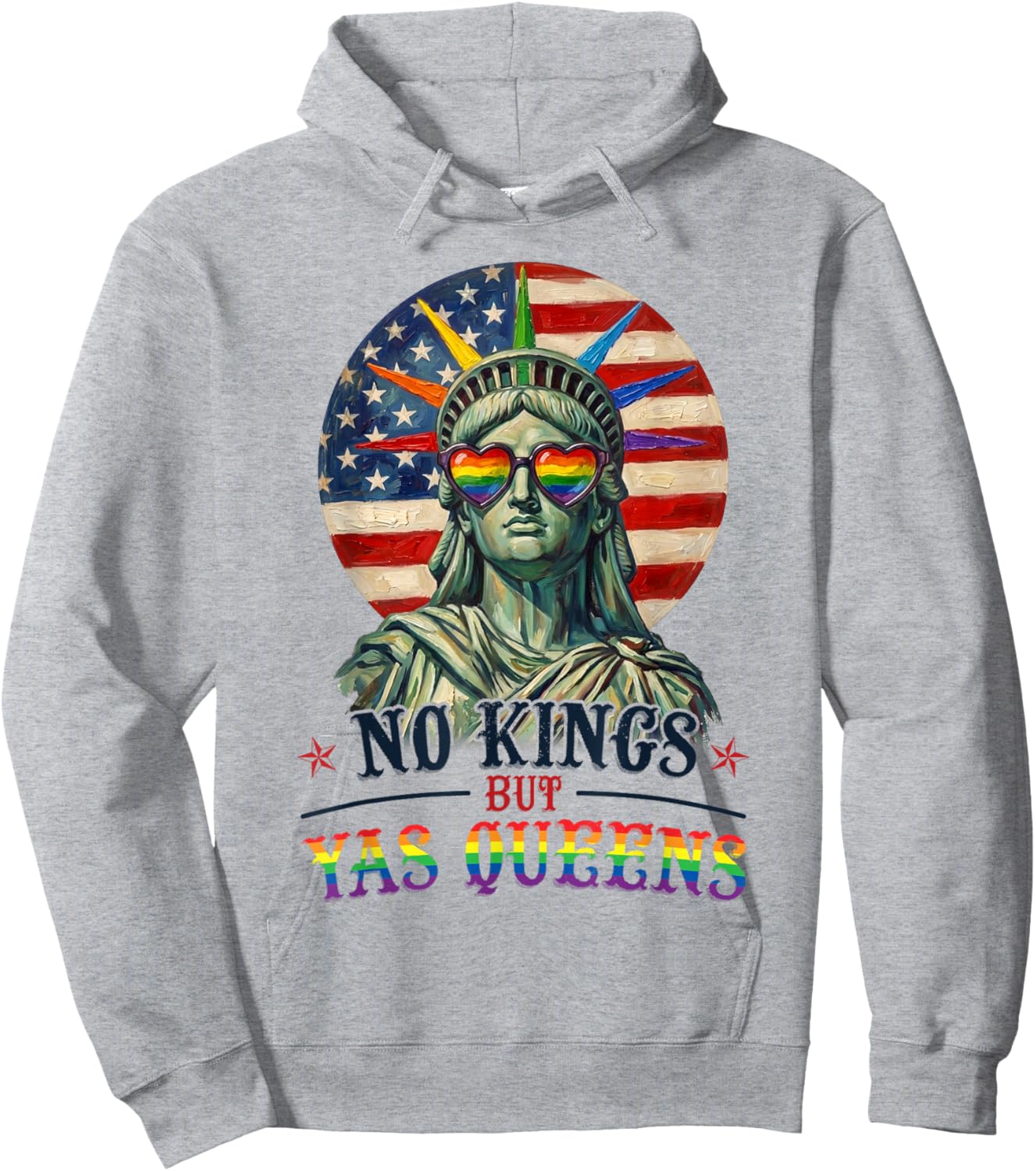 No Kings But Yas Queens Retro LGBTQ Pride Month Ally Pride Hoodie - Hoodie | Ash