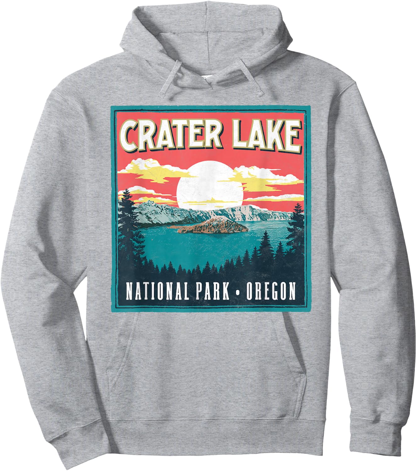 Crater Lake National Park Oregon Vintage Vibe Graphic Hoodie - Hoodie | Ash