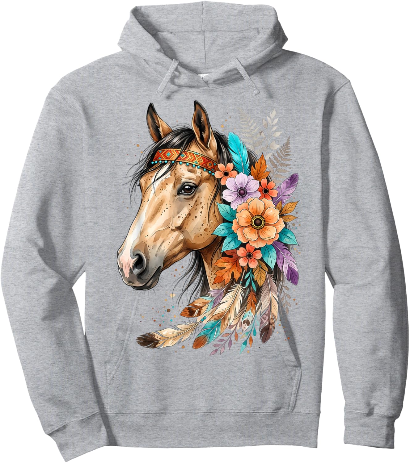 Floral Wild Horse Country Horse Riding Horse Lover Hoodie - Hoodie | Ash