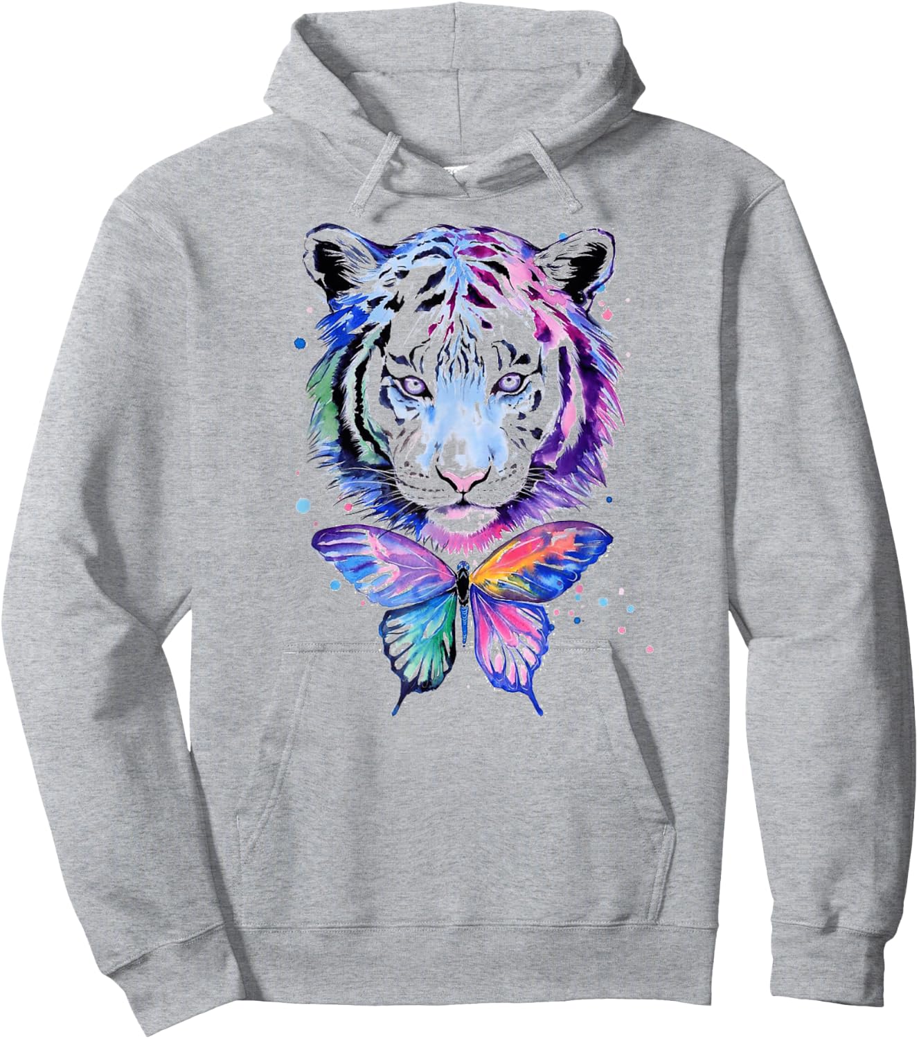Beautiful White Tiger Colorful Butterfly Boho Art Hoodie - Hoodie | Ash