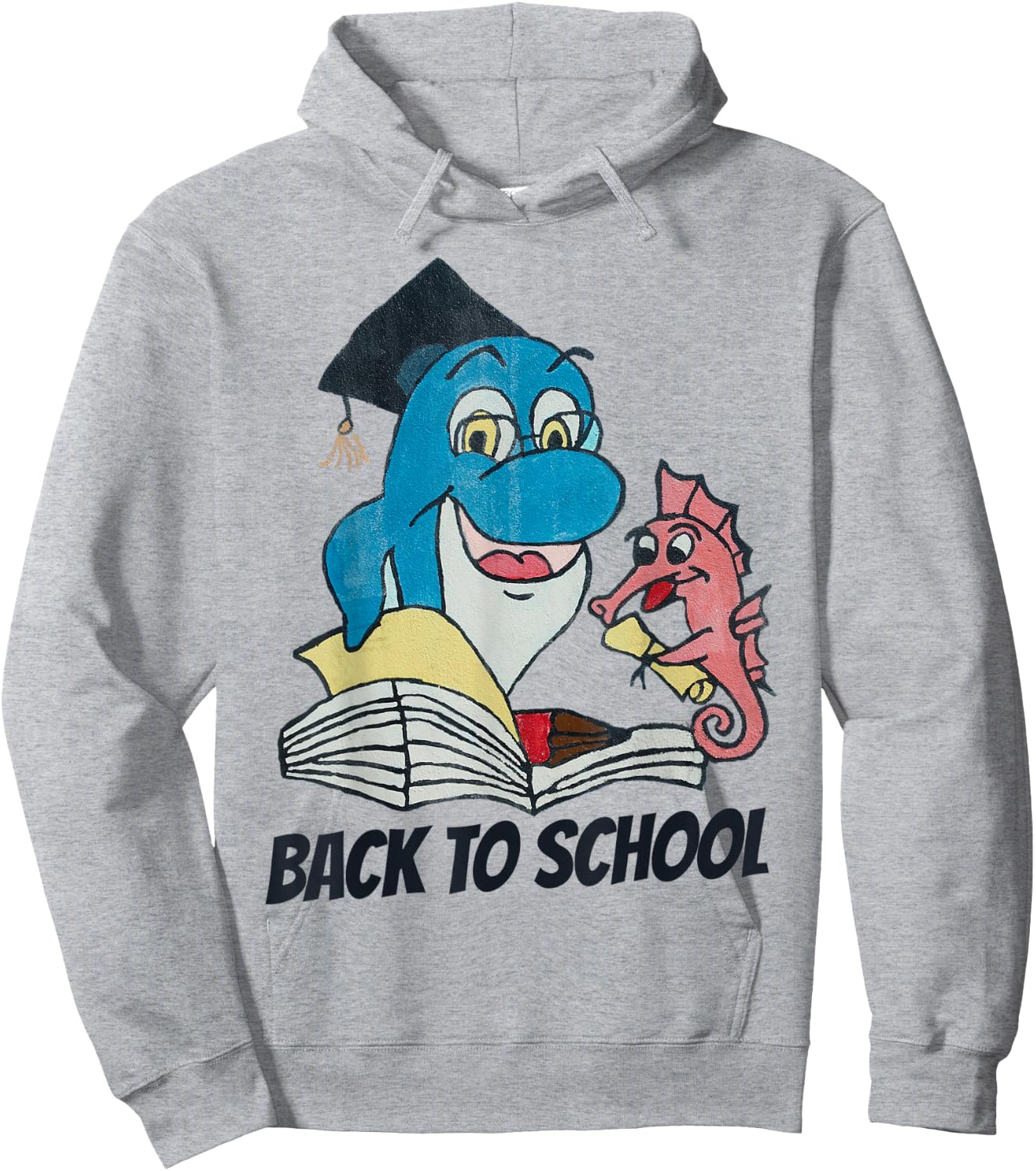 Back To School Funny Dolphin Teacher Seahorse Student Gift Men Women Kids Hoodie - Hoodie | Ash