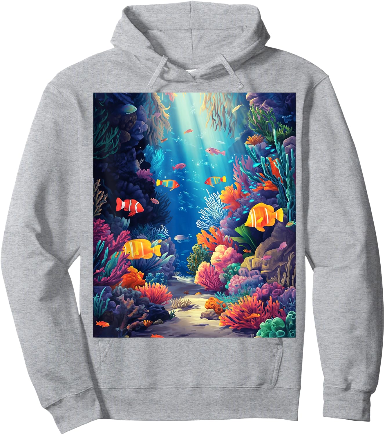 Vibrant Tropical Fish Coral Reef Ocean Hoodie - Hoodie | Ash
