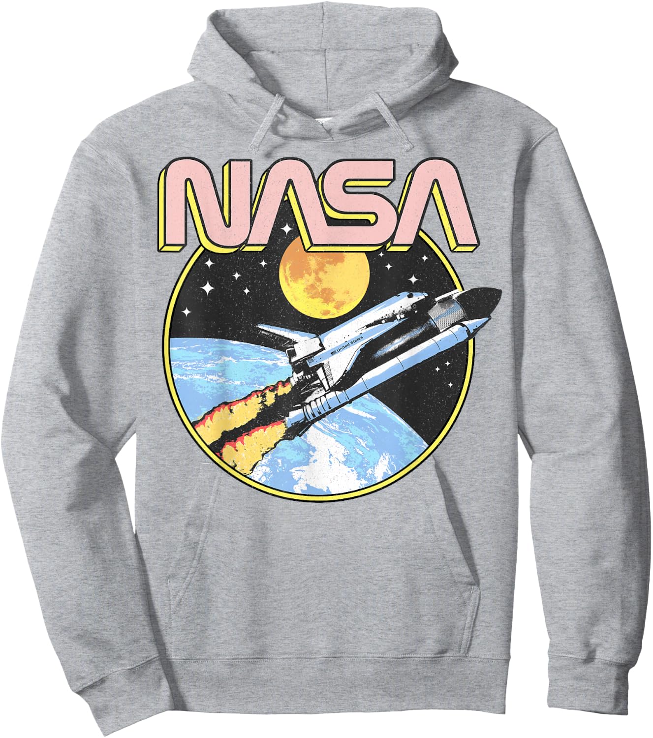 NASA Retro Shuttle Over the Earth Hoodie - Hoodie | Ash